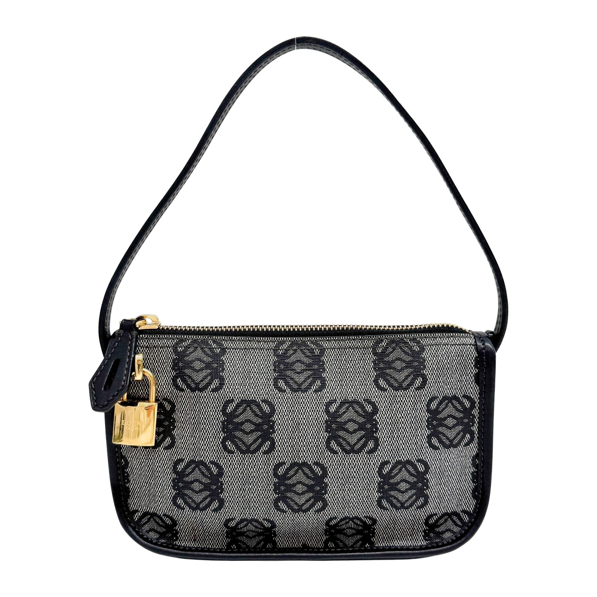 Anagram Grey Coated Canvas Pouch