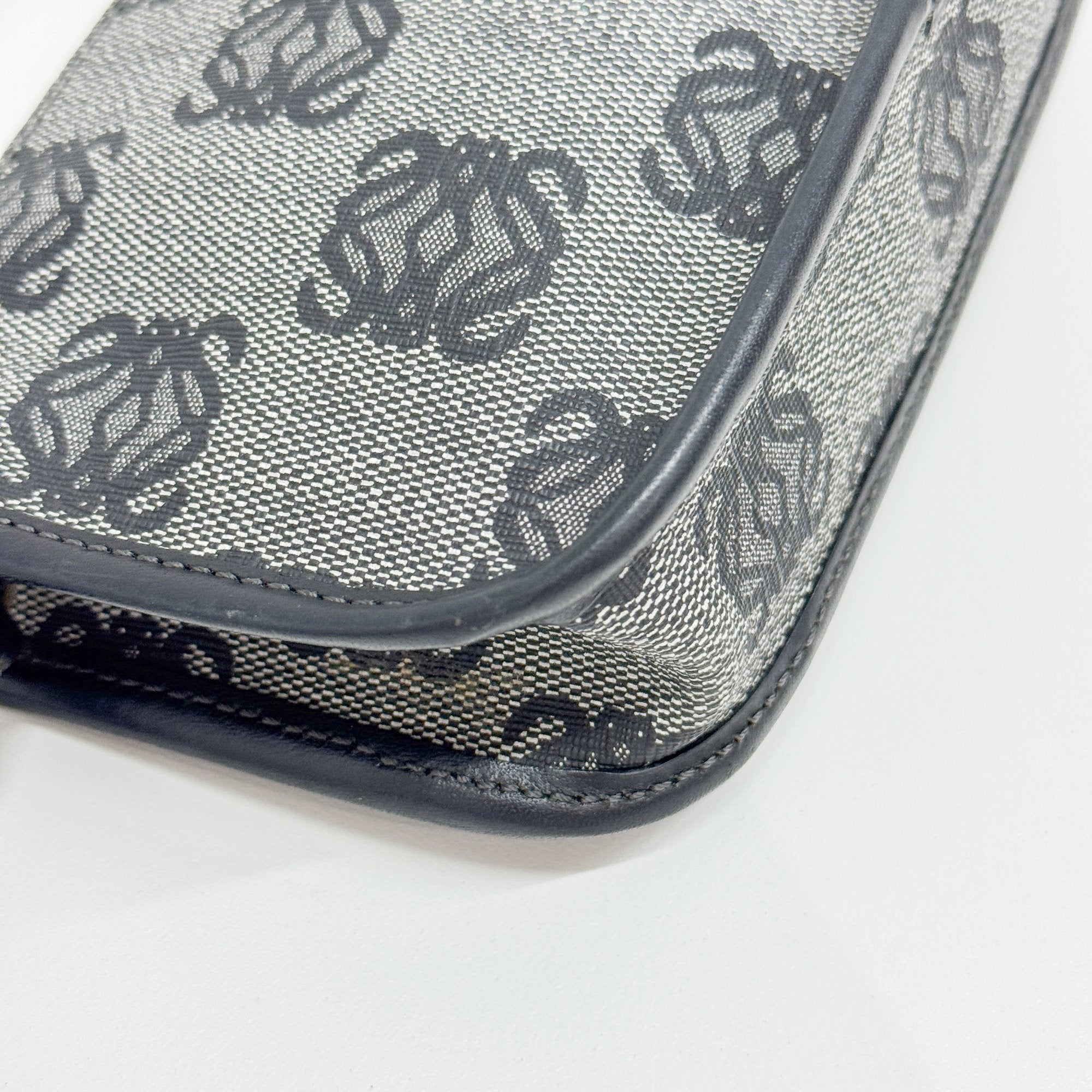 Anagram Grey Coated Canvas Pouch