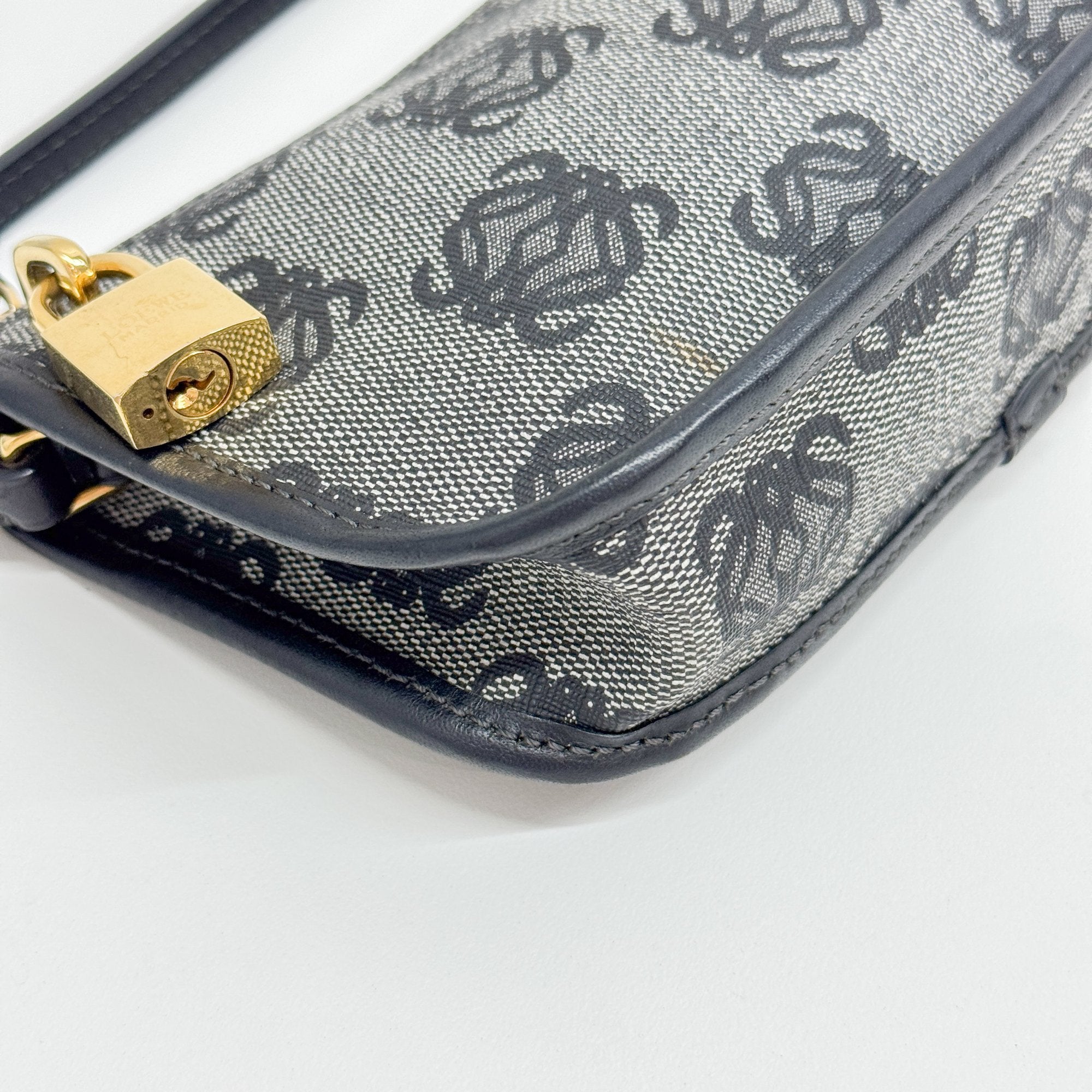 Anagram Grey Coated Canvas Pouch