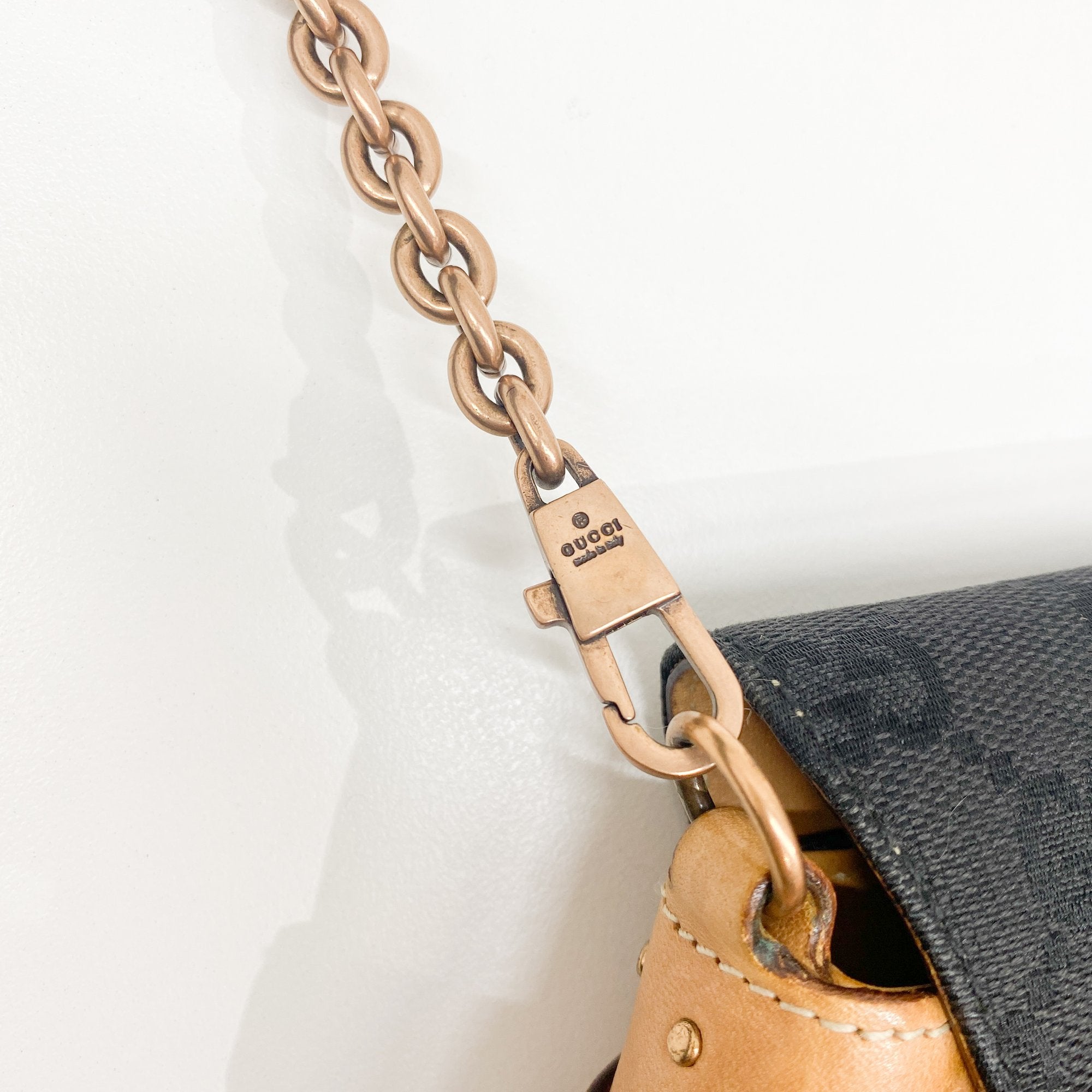 GG Horsebit Black Canvas Chain Shoulder Bag