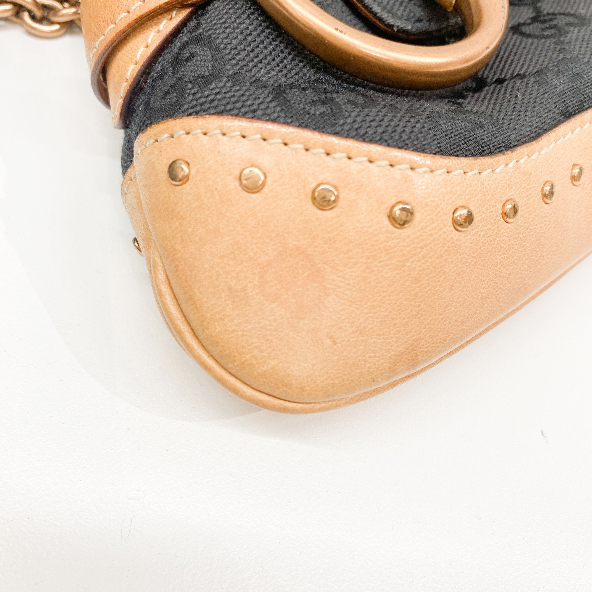 GG Horsebit Black Canvas Chain Shoulder Bag