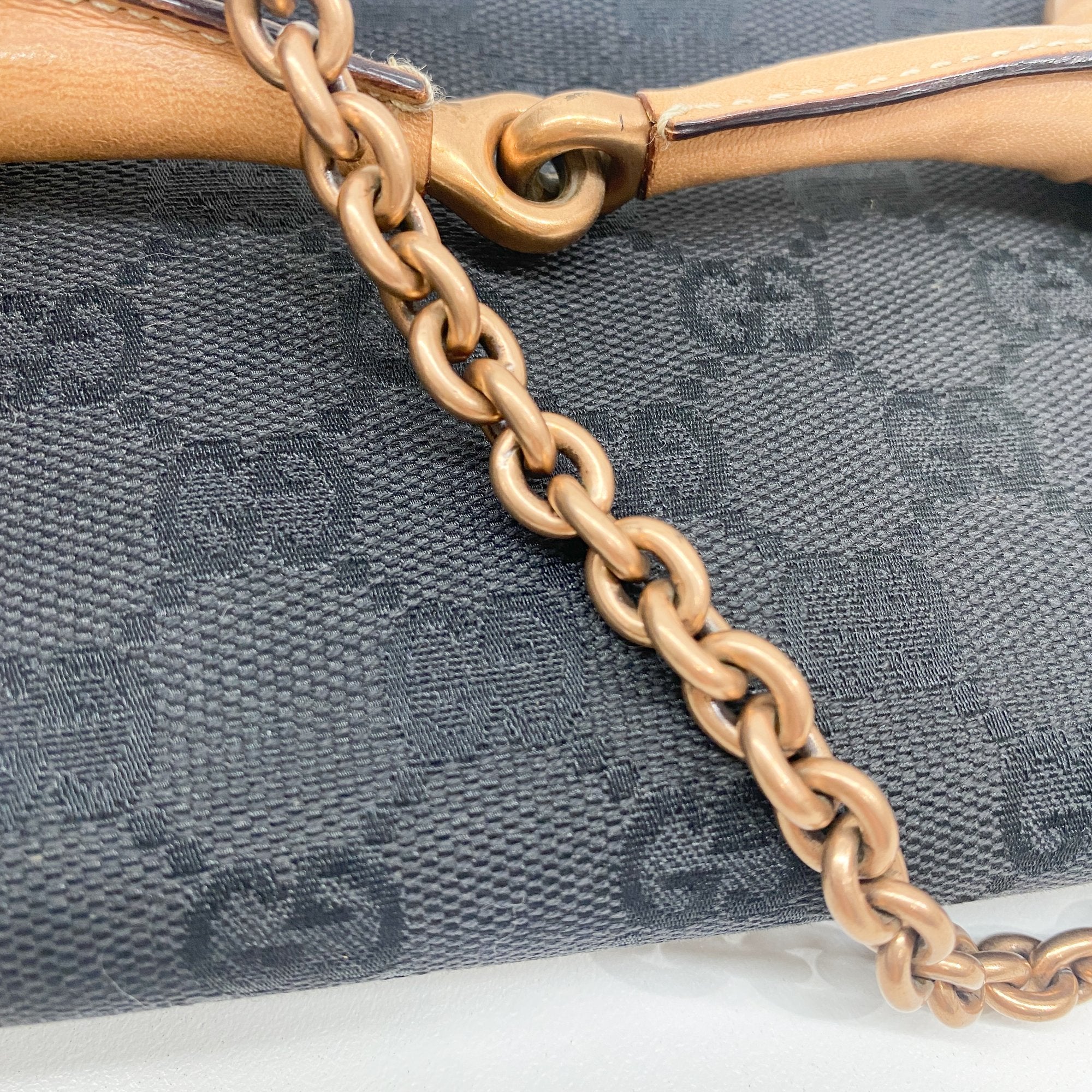 GG Horsebit Black Canvas Chain Shoulder Bag