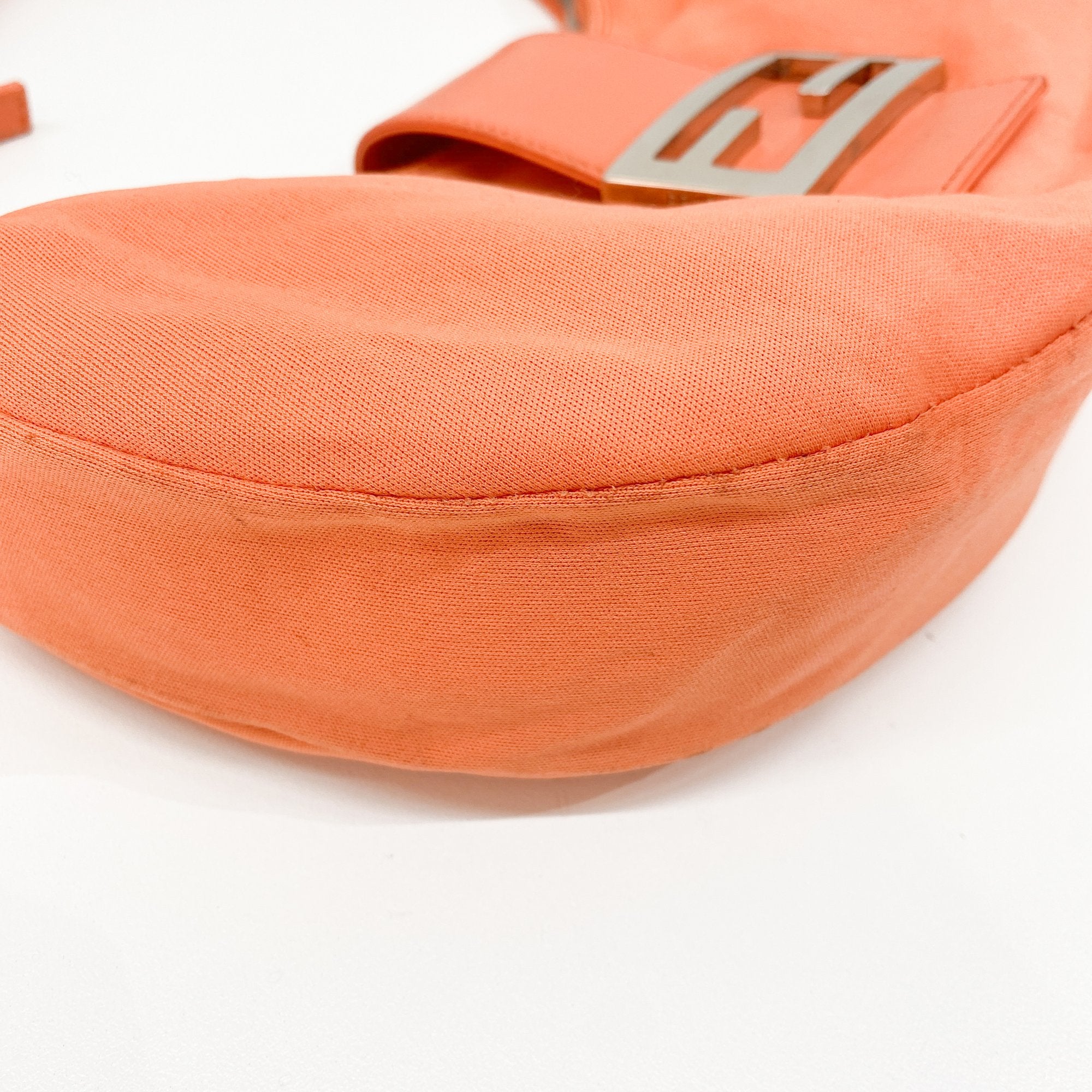 Croissant Orange Cotton Leather Shoulder Bag