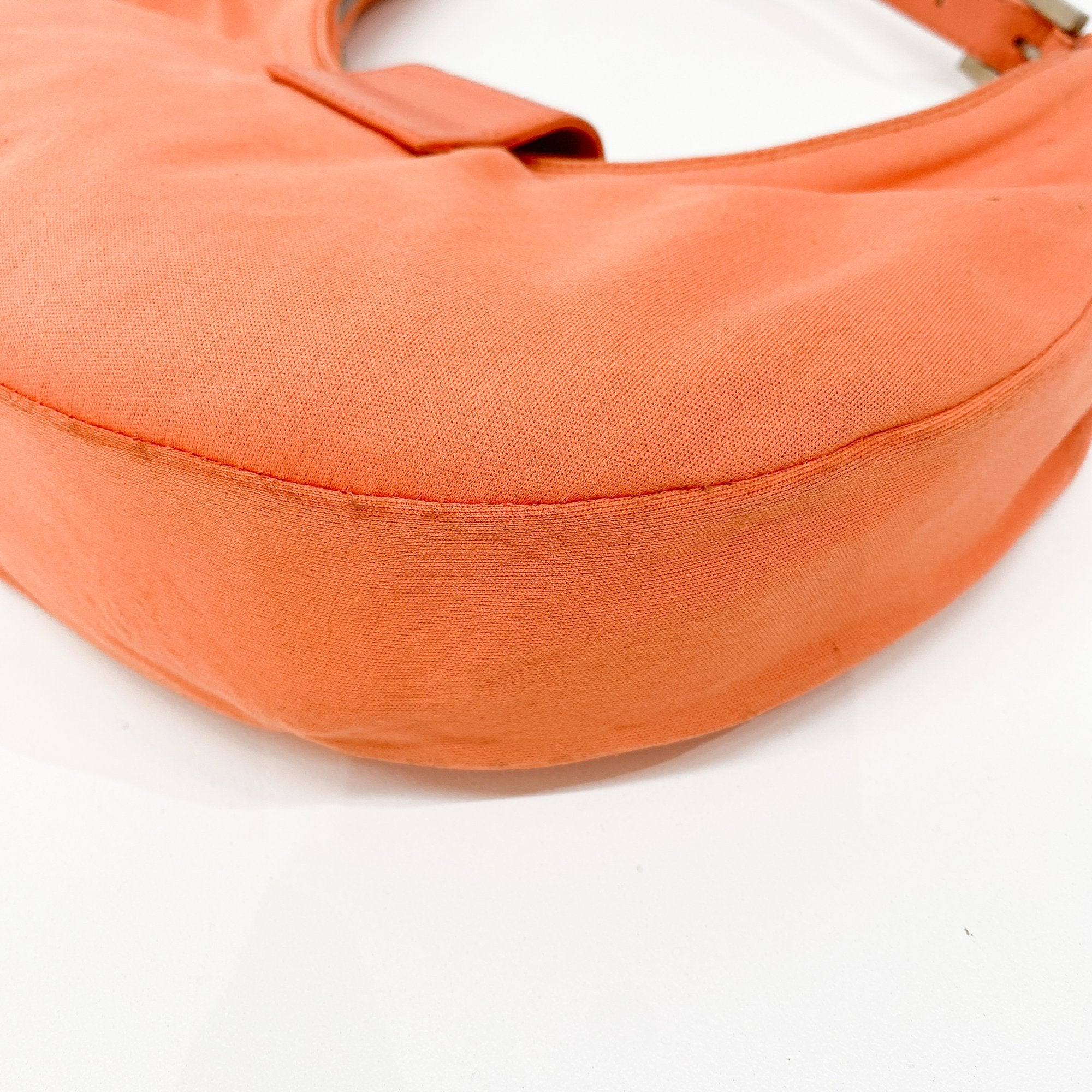 Croissant Orange Cotton Leather Shoulder Bag