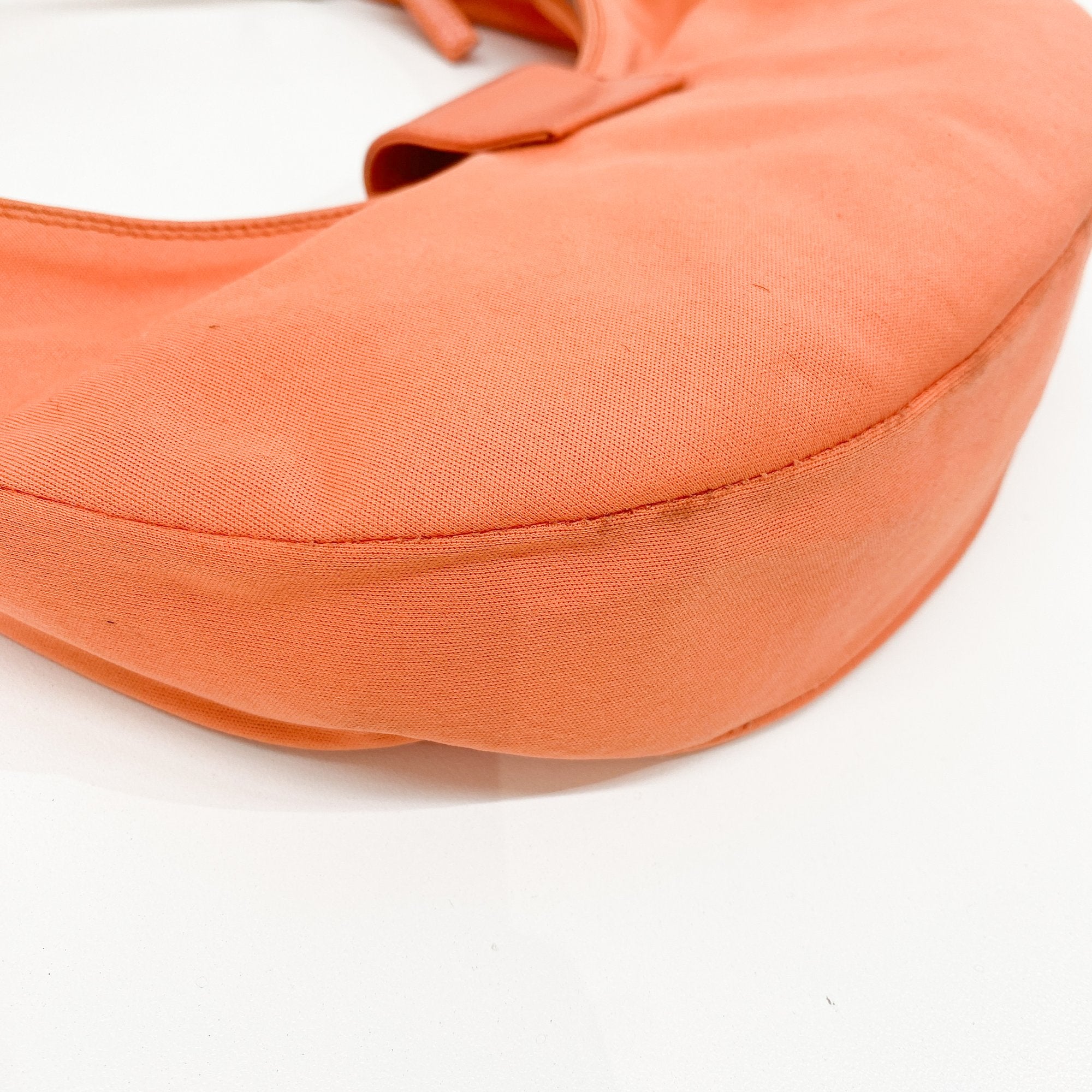 Croissant Orange Cotton Leather Shoulder Bag