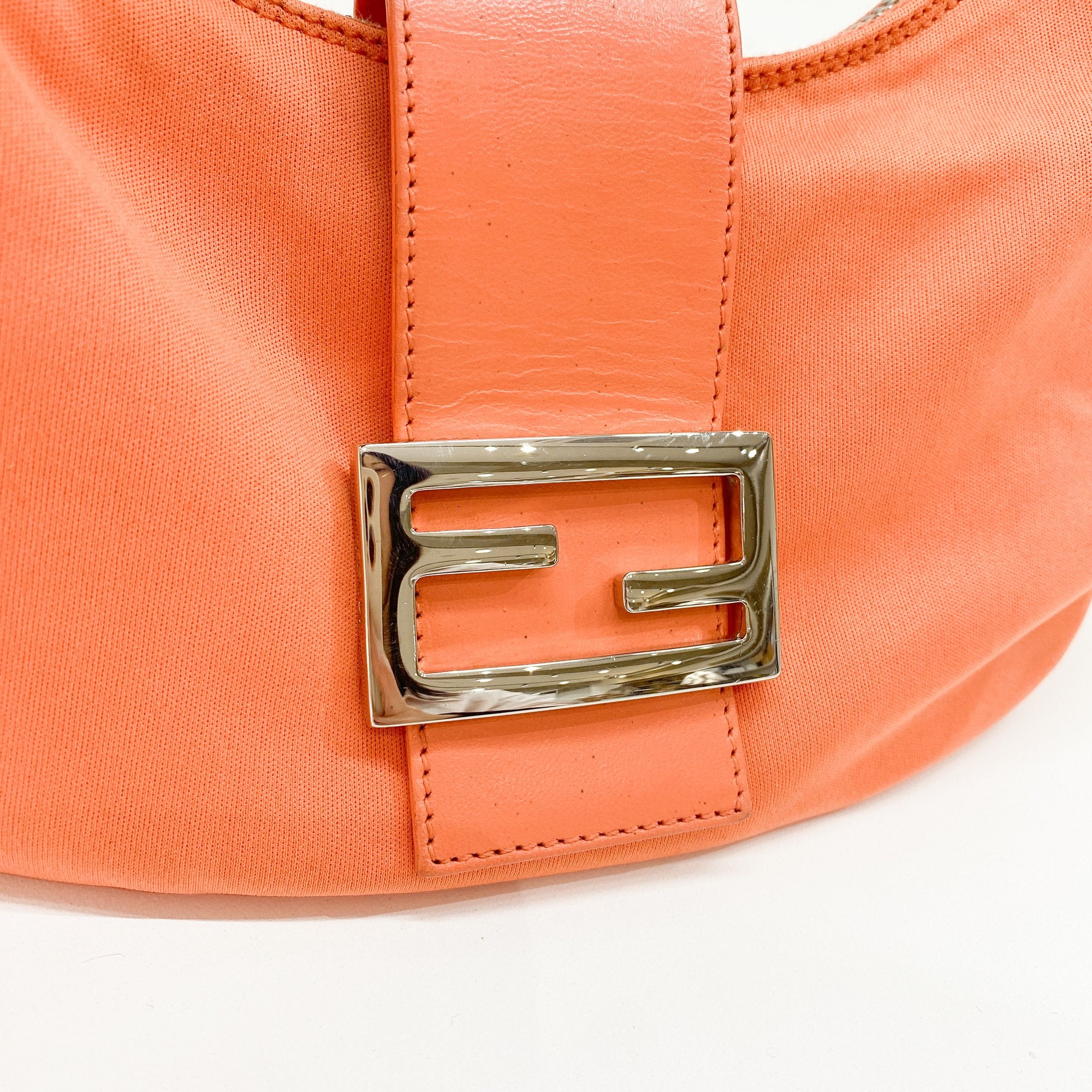 Croissant Orange Cotton Leather Shoulder Bag