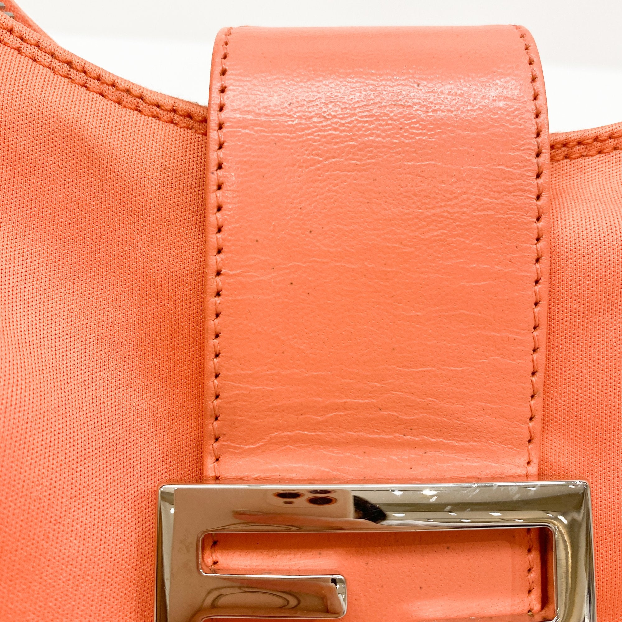 Croissant Orange Cotton Leather Shoulder Bag