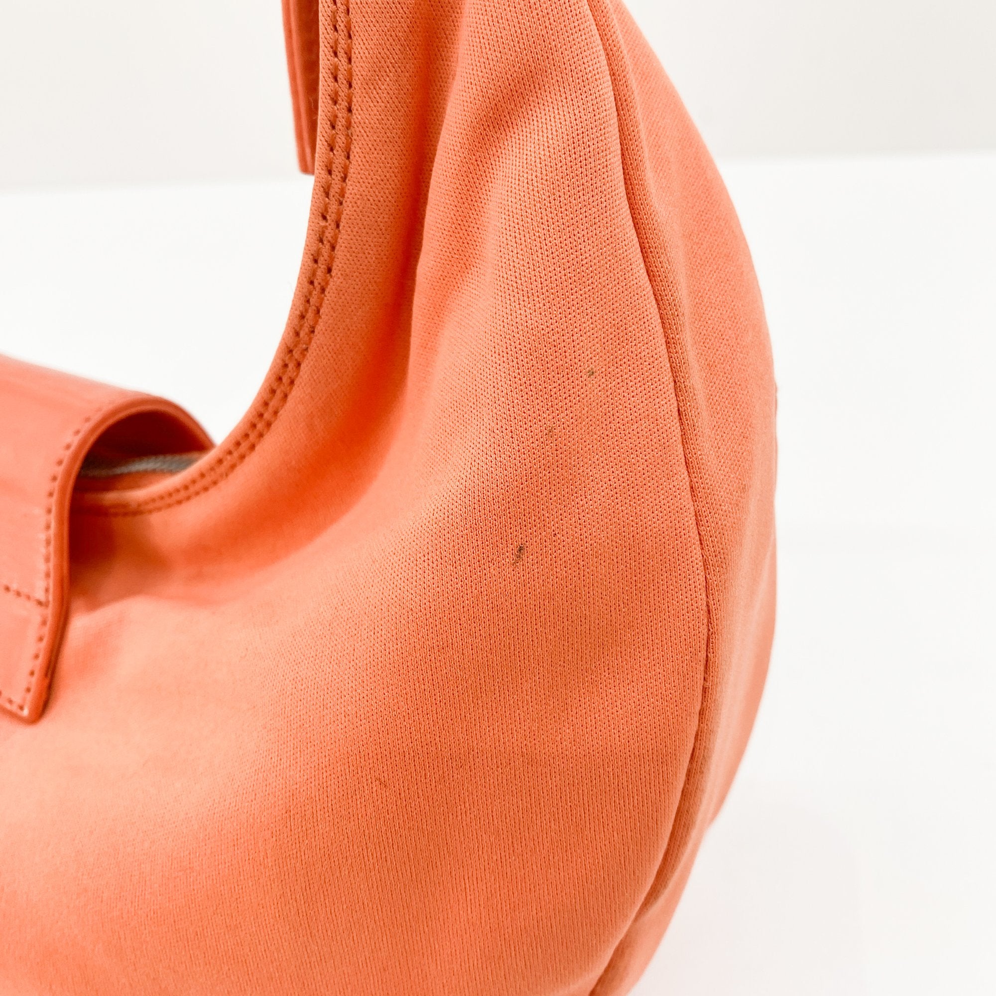 Croissant Orange Cotton Leather Shoulder Bag