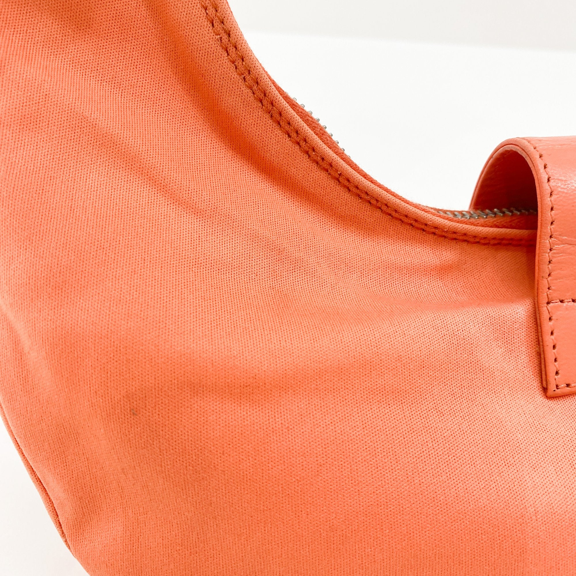 Croissant Orange Cotton Leather Shoulder Bag