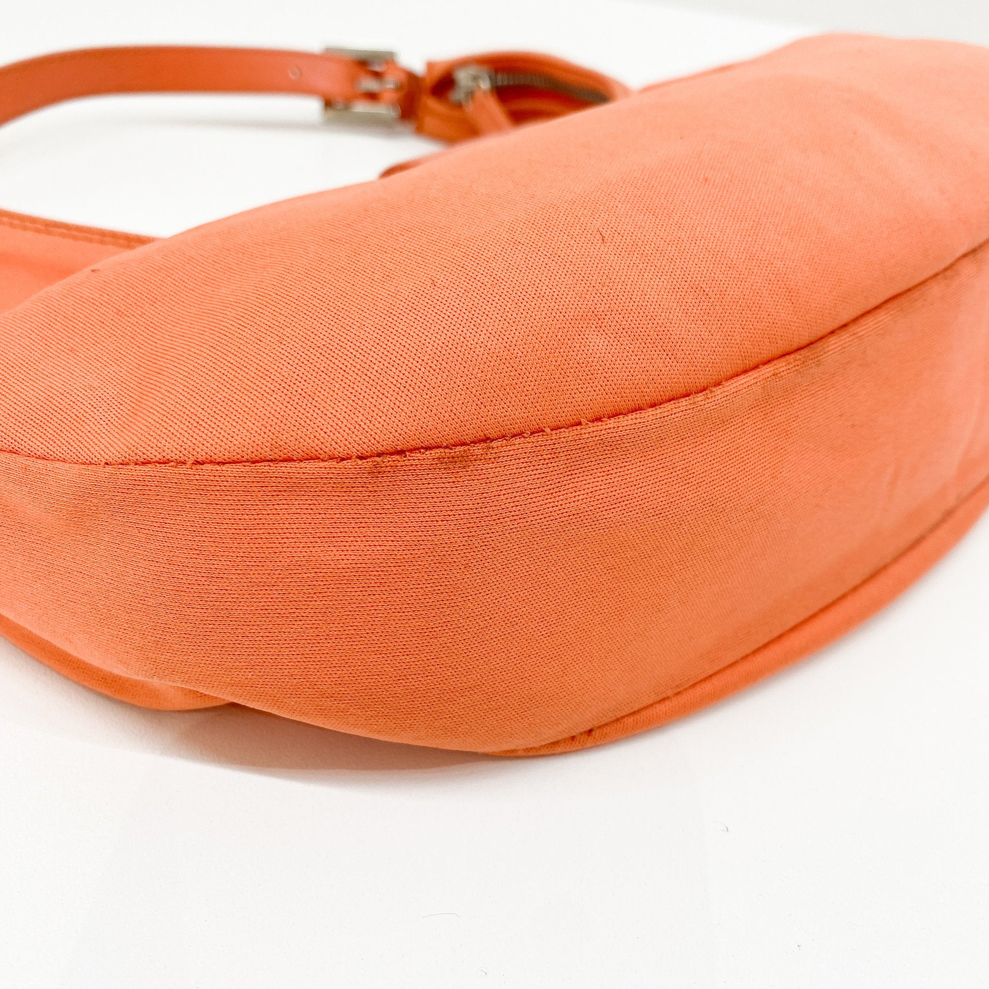 Croissant Orange Cotton Leather Shoulder Bag