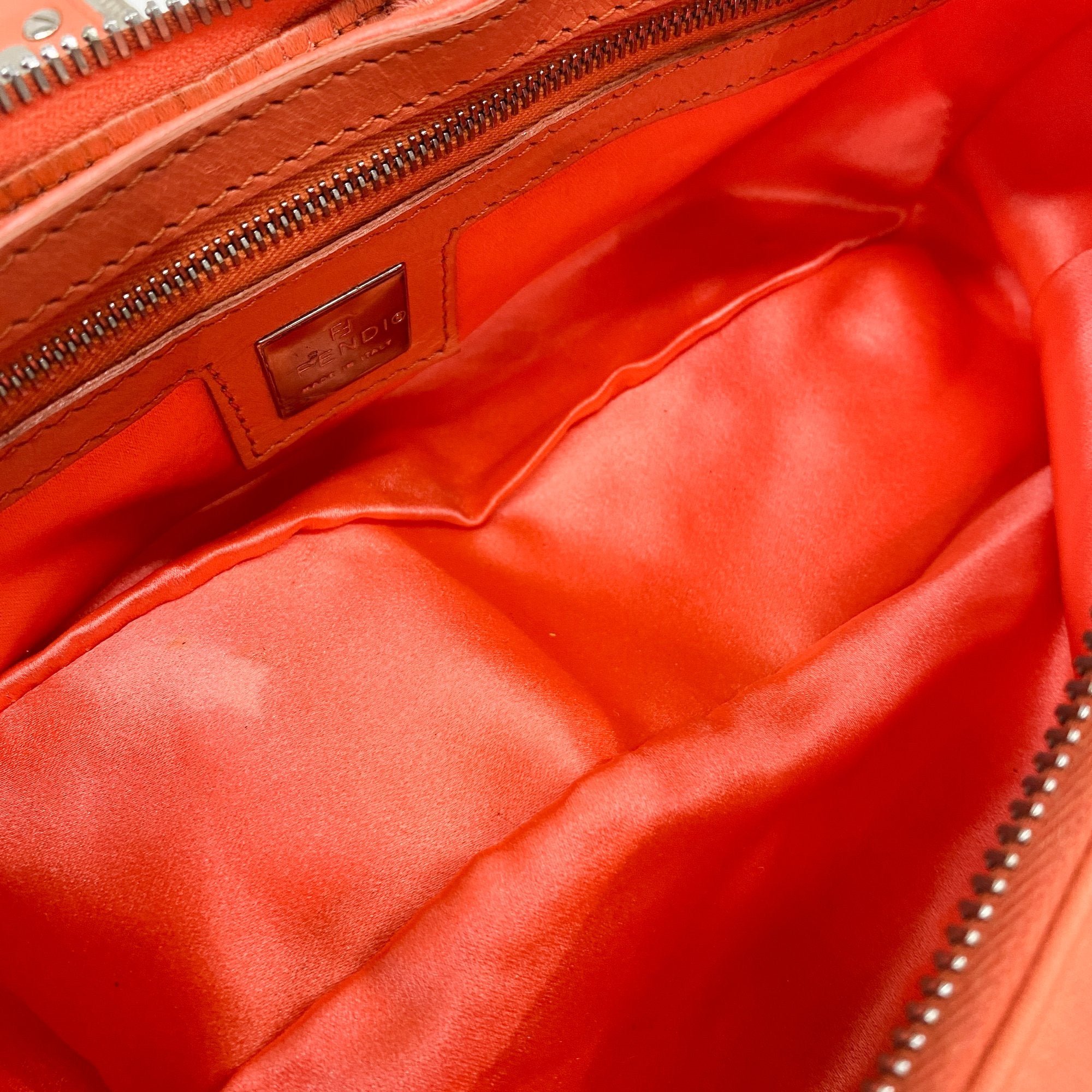 Croissant Orange Cotton Leather Shoulder Bag