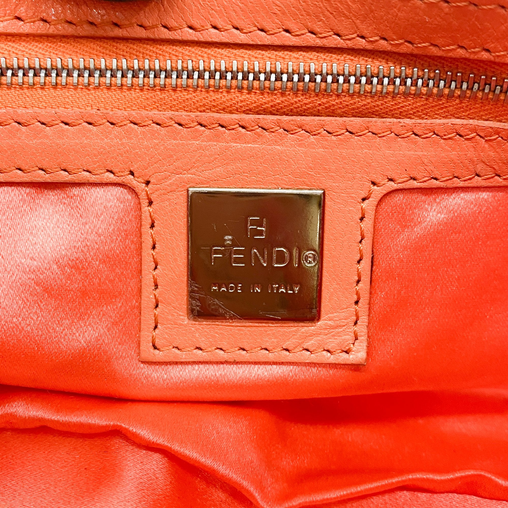 Croissant Orange Cotton Leather Shoulder Bag