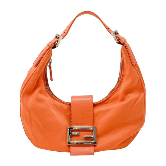 Croissant Orange Cotton Leather Shoulder Bag