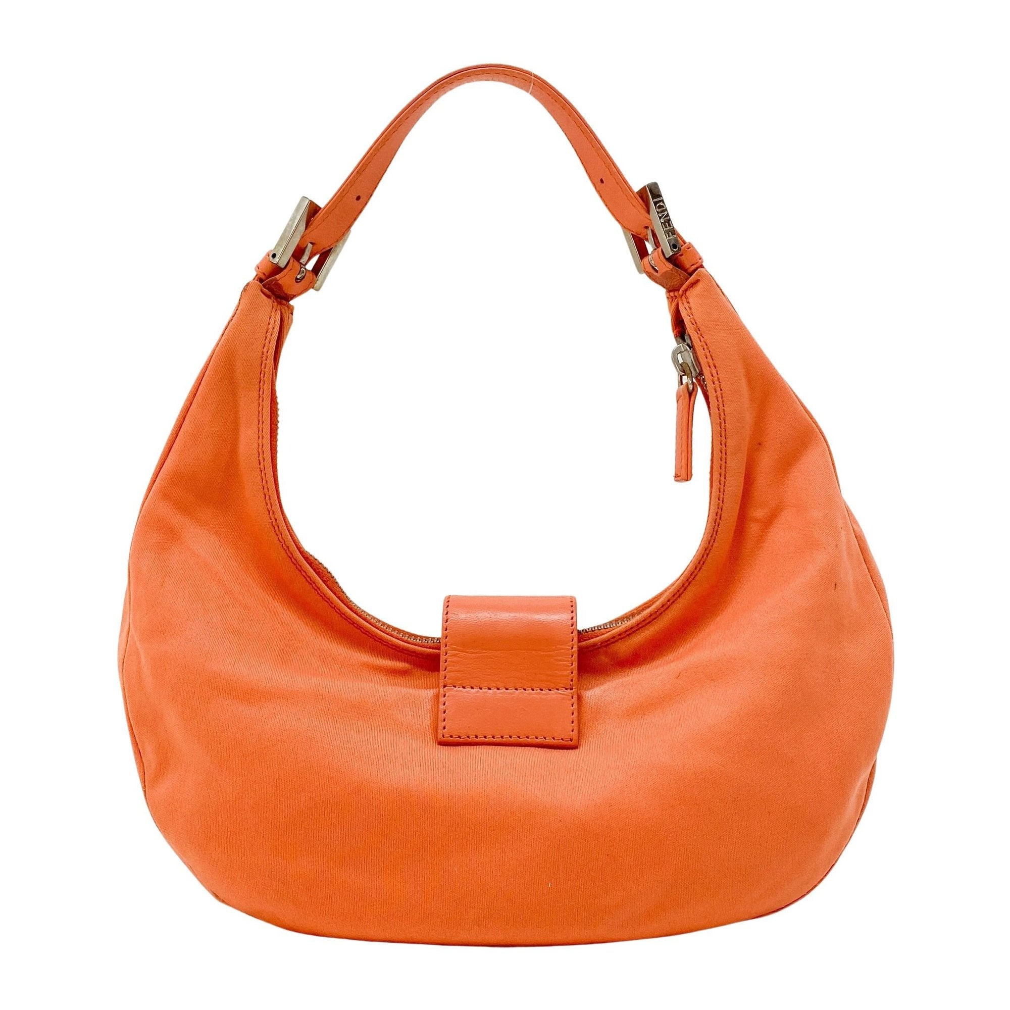 Croissant Orange Cotton Leather Shoulder Bag