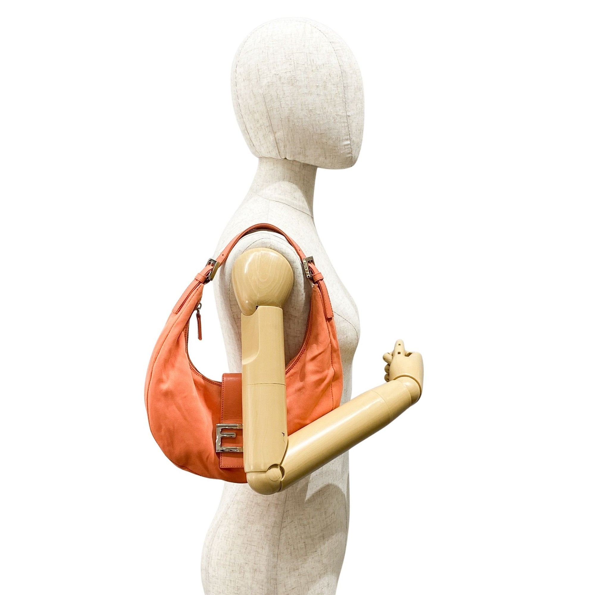 Croissant Orange Cotton Leather Shoulder Bag