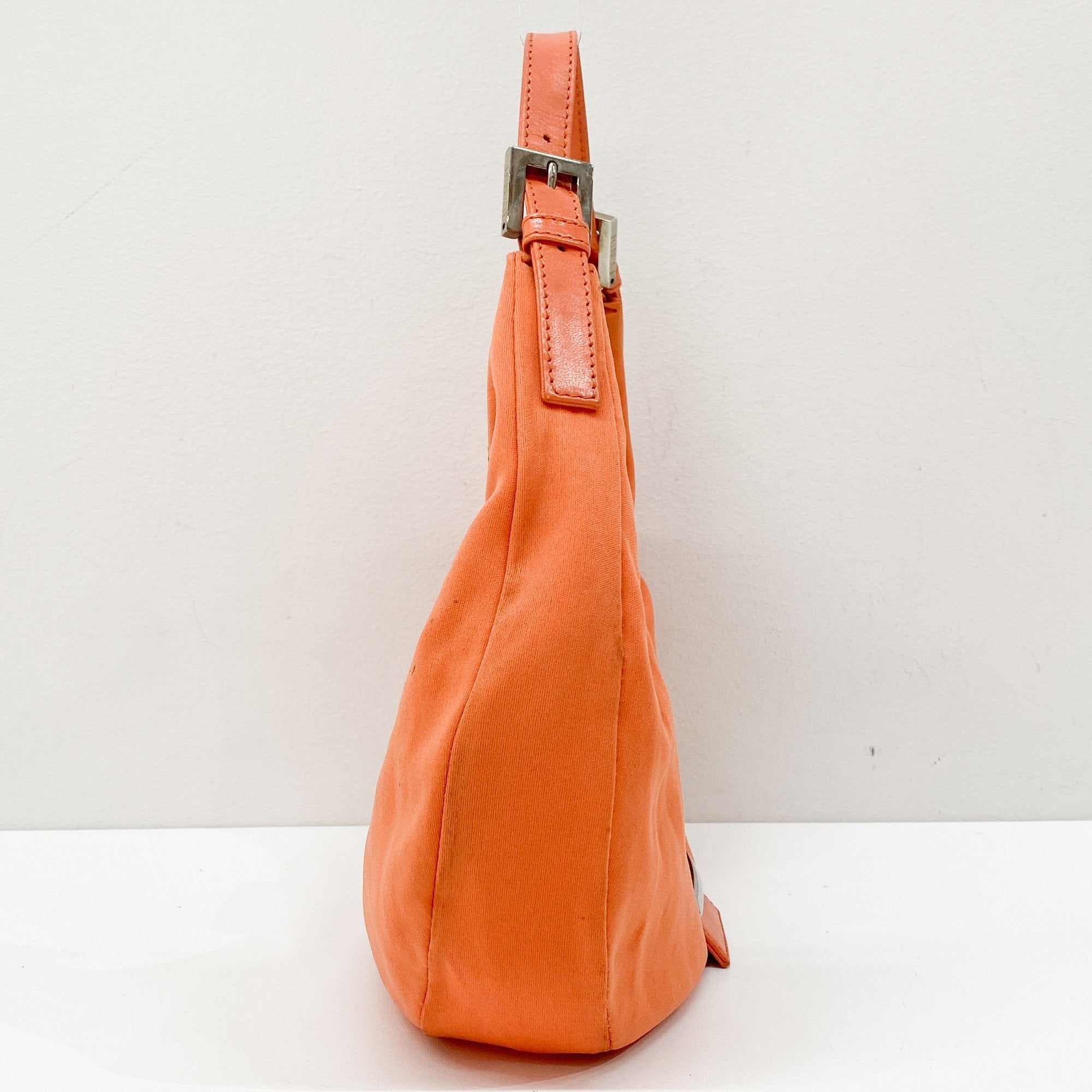 Croissant Orange Cotton Leather Shoulder Bag