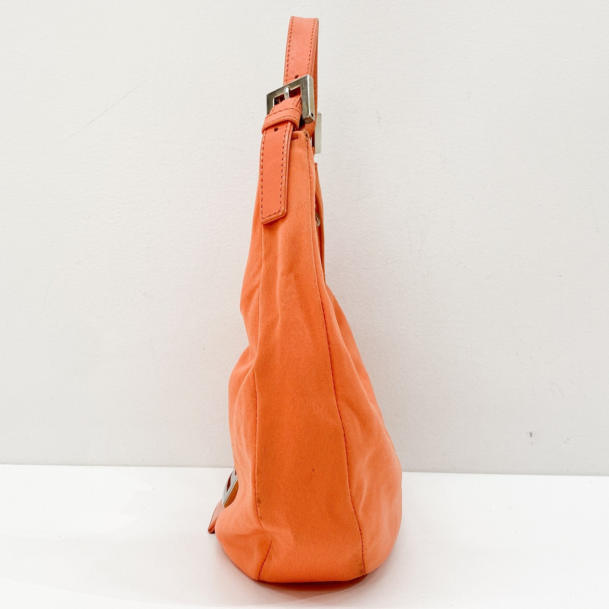 Croissant Orange Cotton Leather Shoulder Bag
