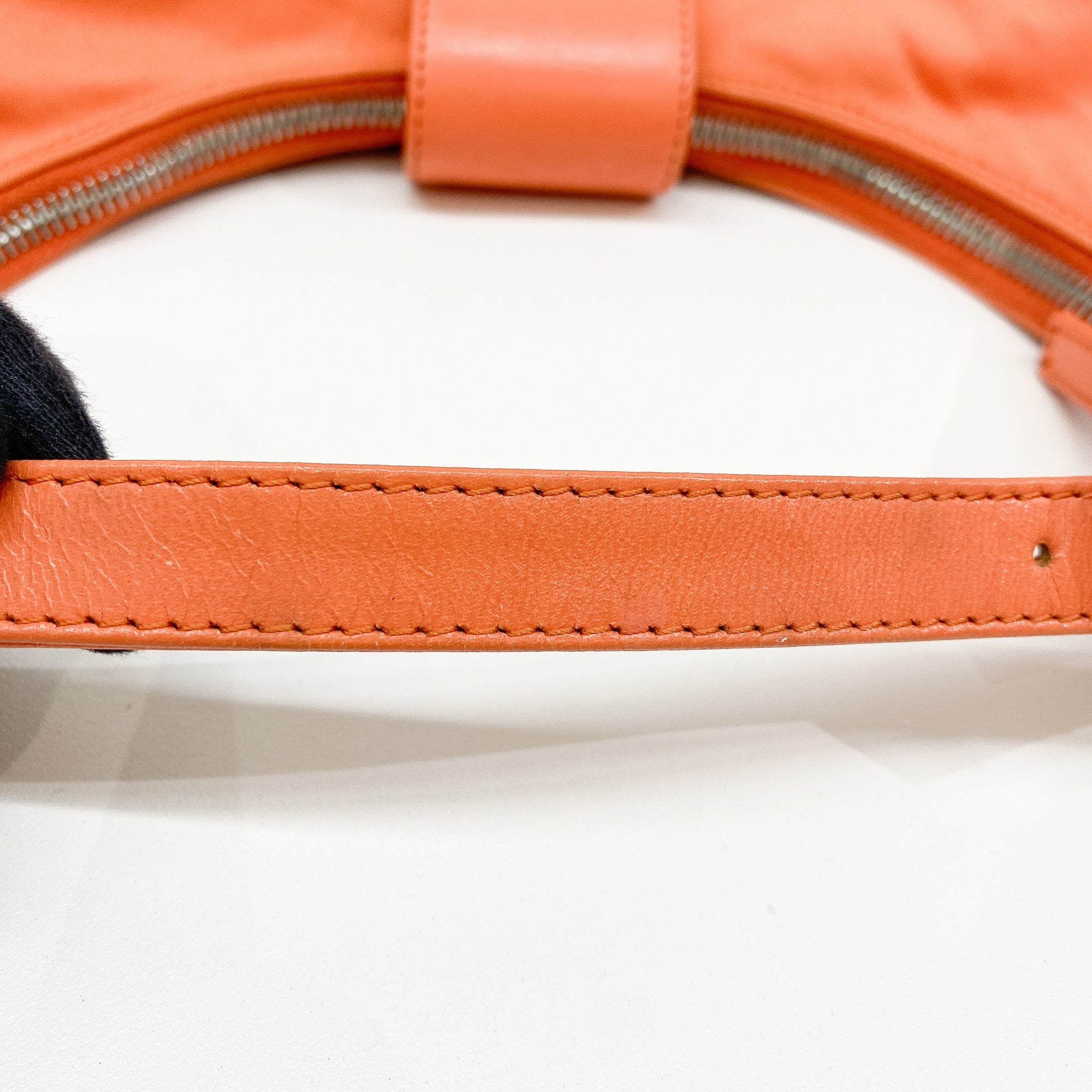 Croissant Orange Cotton Leather Shoulder Bag