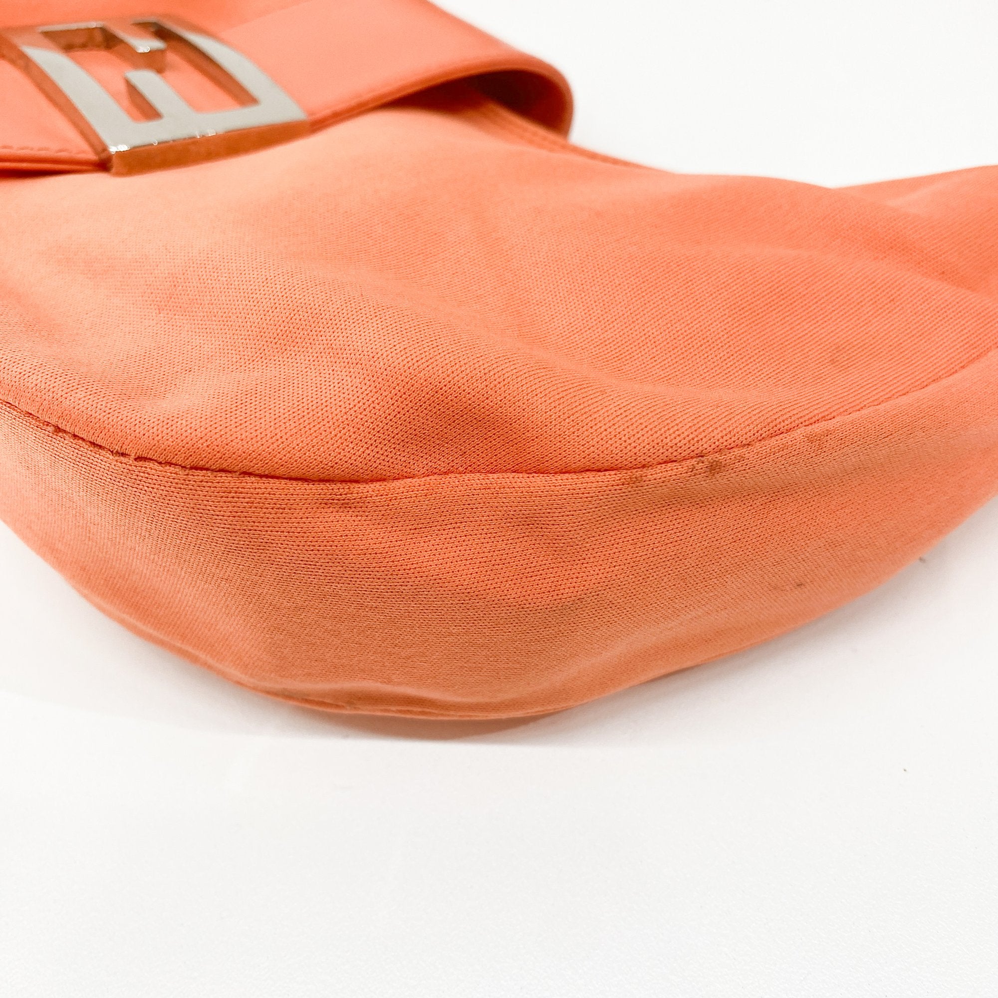 Croissant Orange Cotton Leather Shoulder Bag