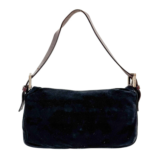 Baguette Black Suede Shoulder Bag