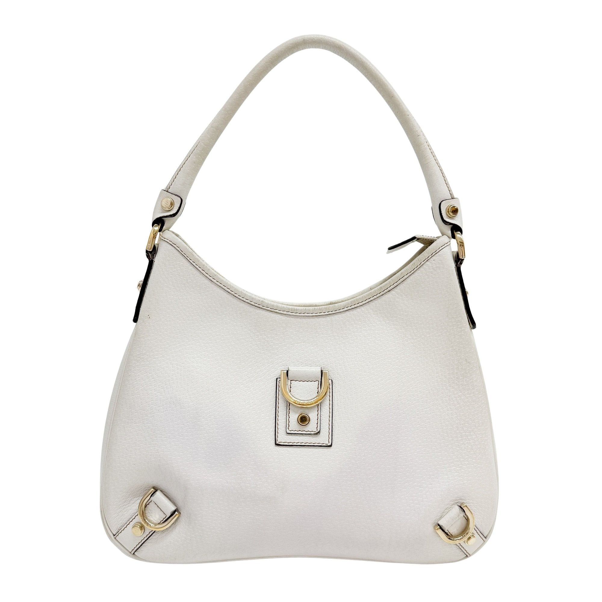 Abbey D-Ring GG White Leather Hobo Bag