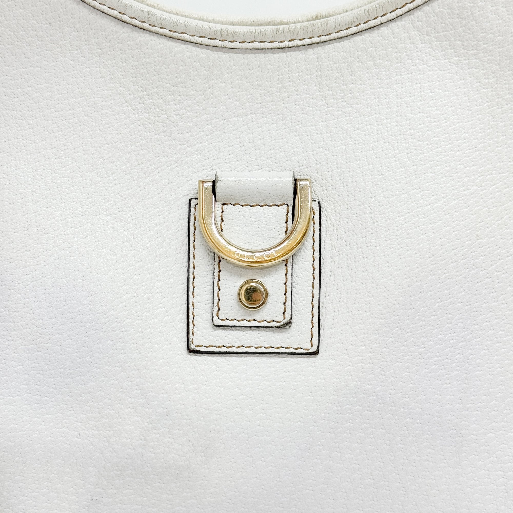 Abbey D-Ring GG White Leather Hobo Bag