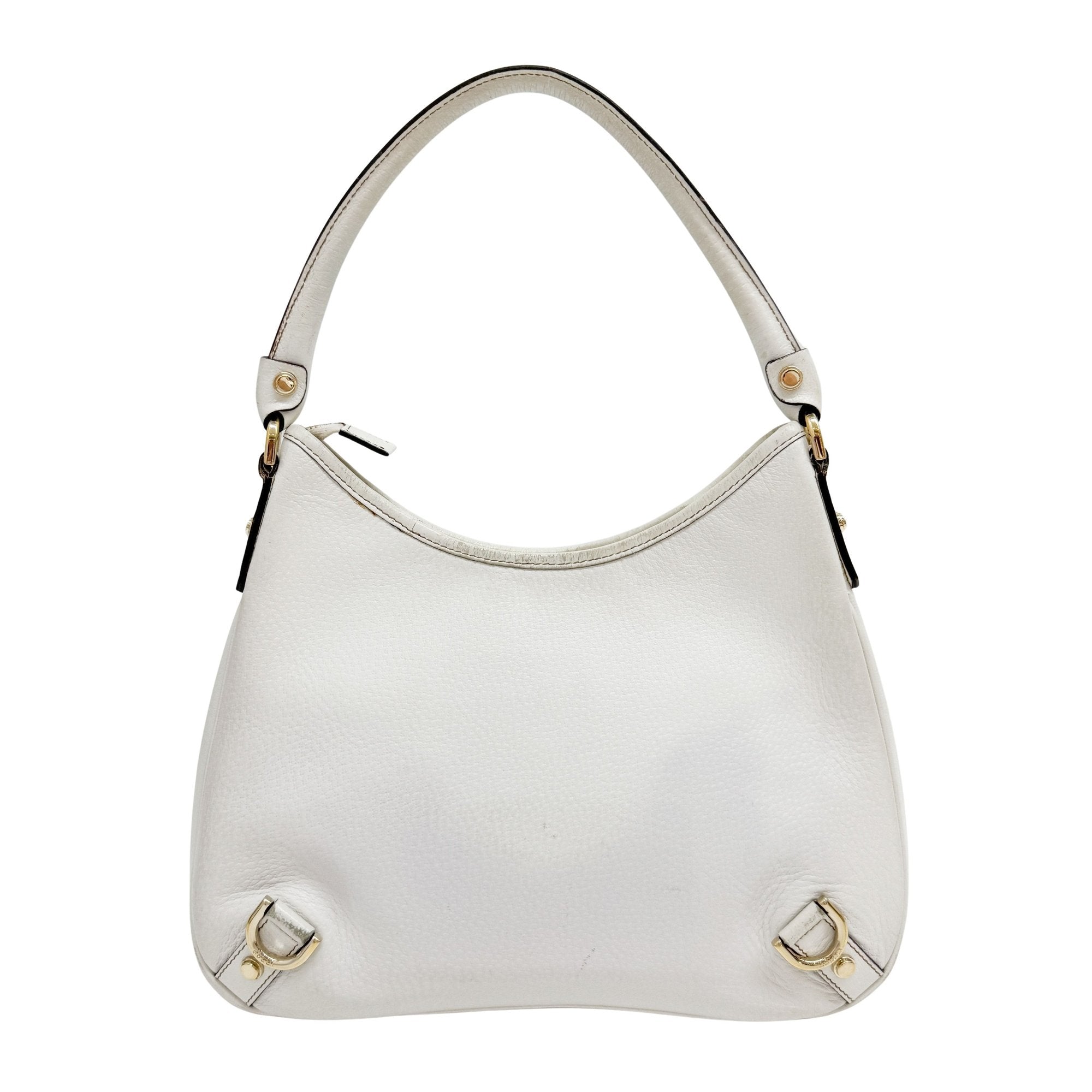 Abbey D-Ring GG White Leather Hobo Bag