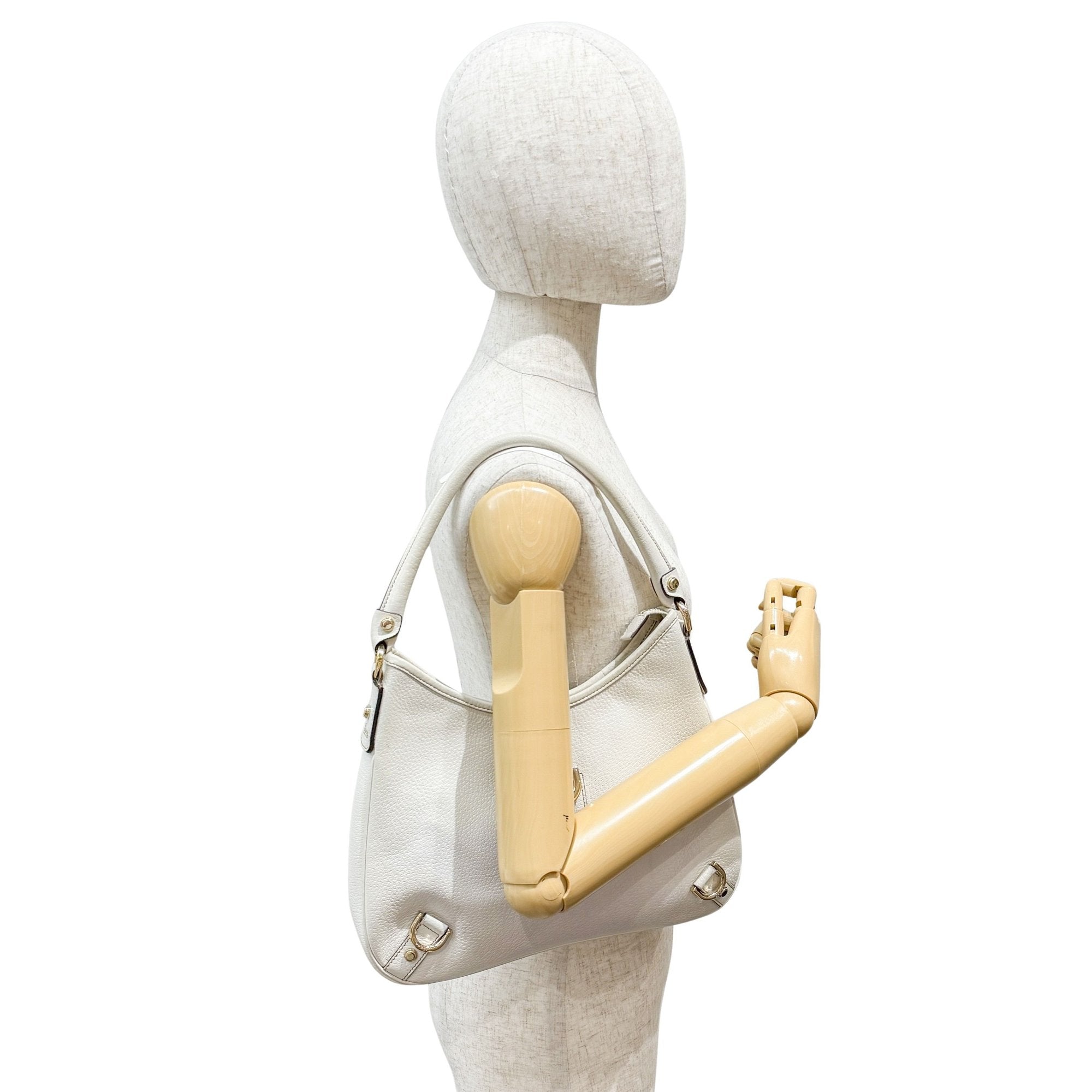 Abbey D-Ring GG White Leather Hobo Bag