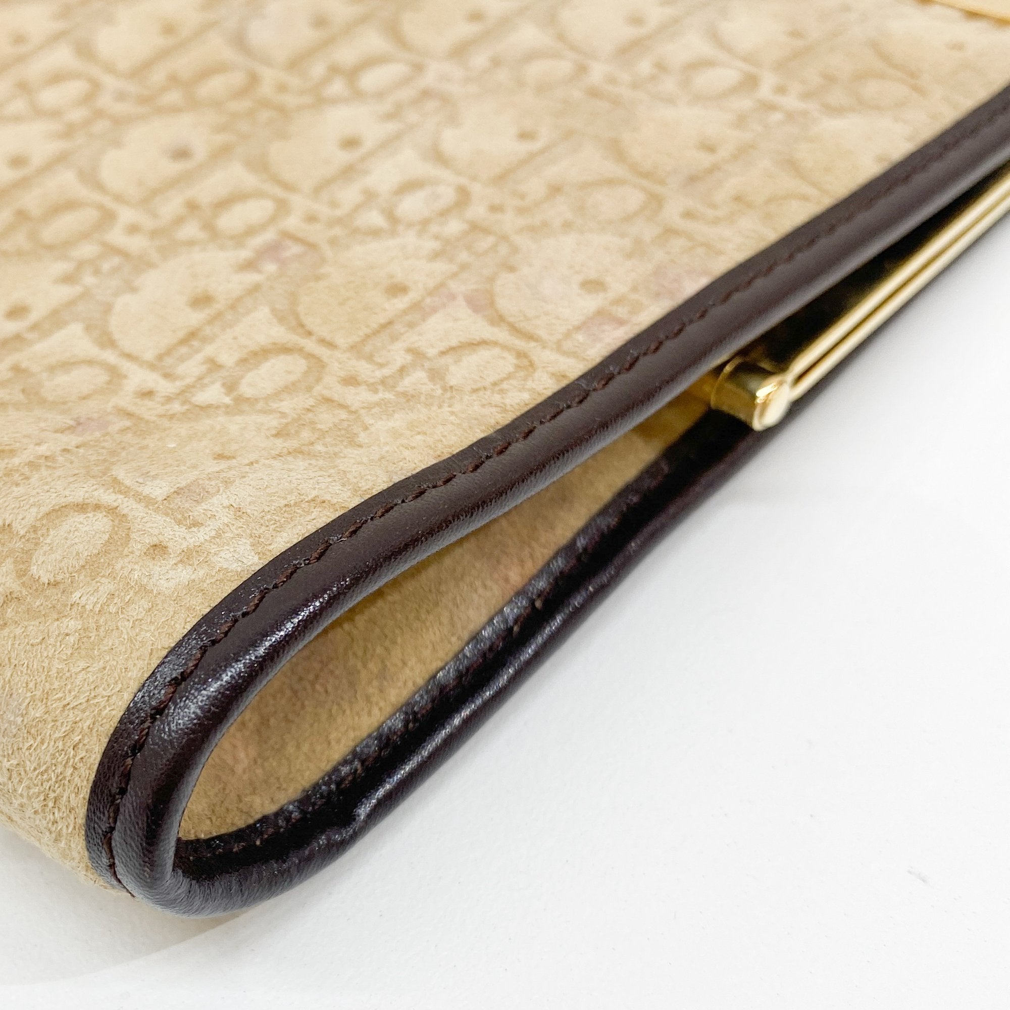 Trotter Beige Suede Clutch Bag