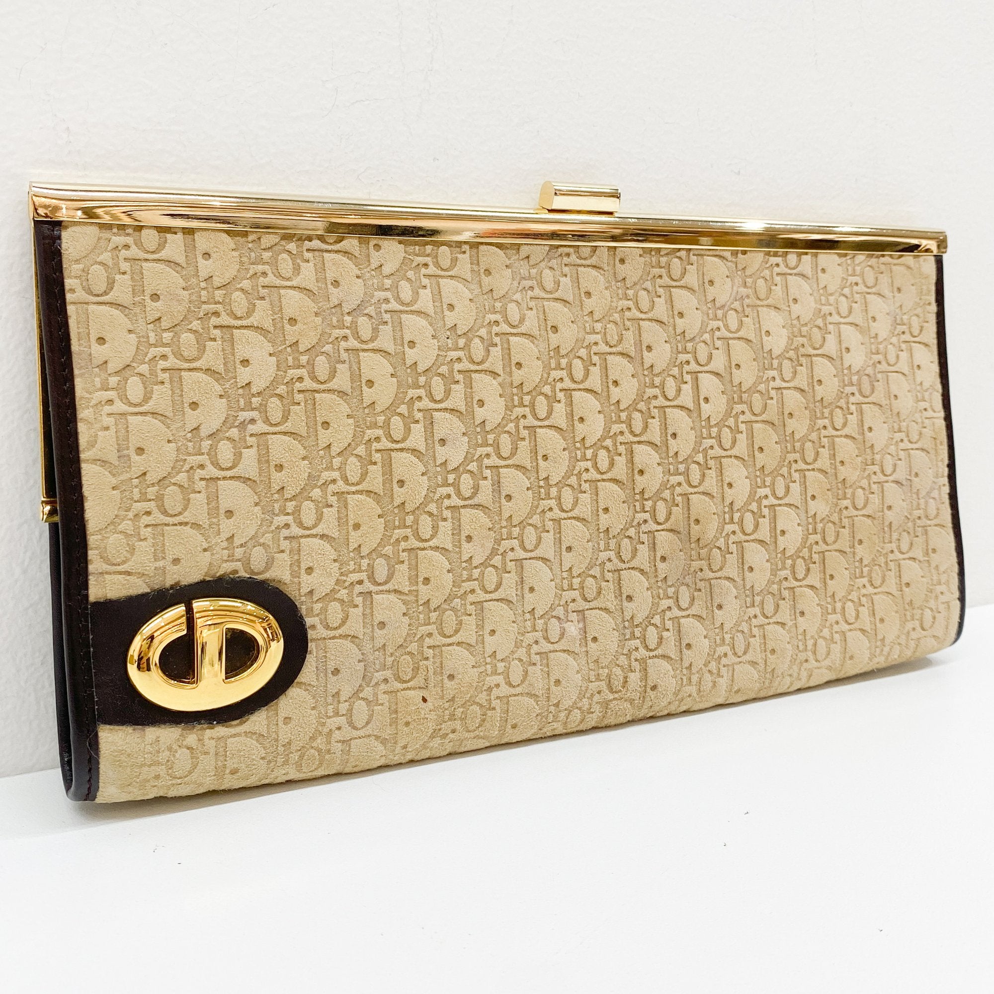 Trotter Beige Suede Clutch Bag