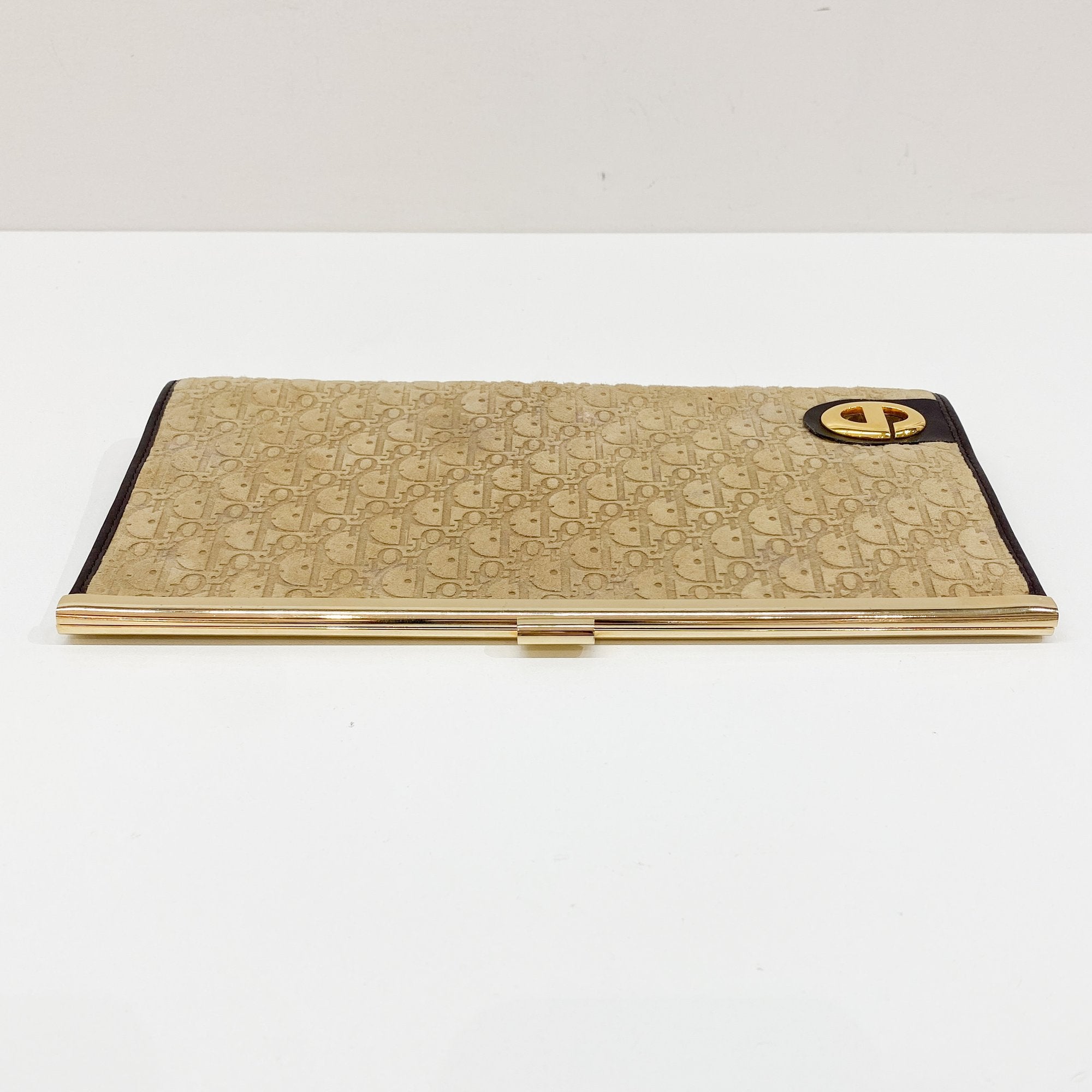 Trotter Beige Suede Clutch Bag