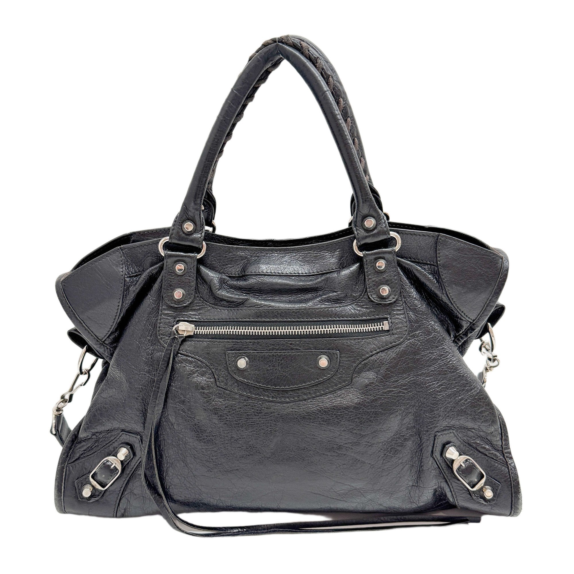 The City Black Leather Two Way Bag