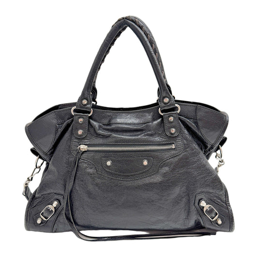 The City Black Leather Two Way Bag