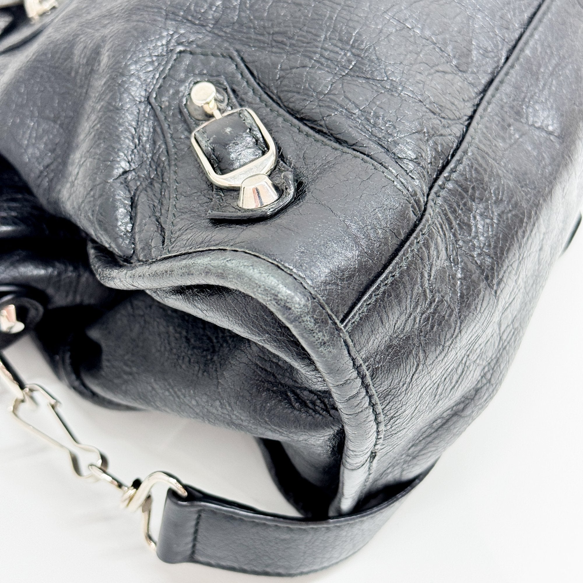 The City Black Leather Two Way Bag