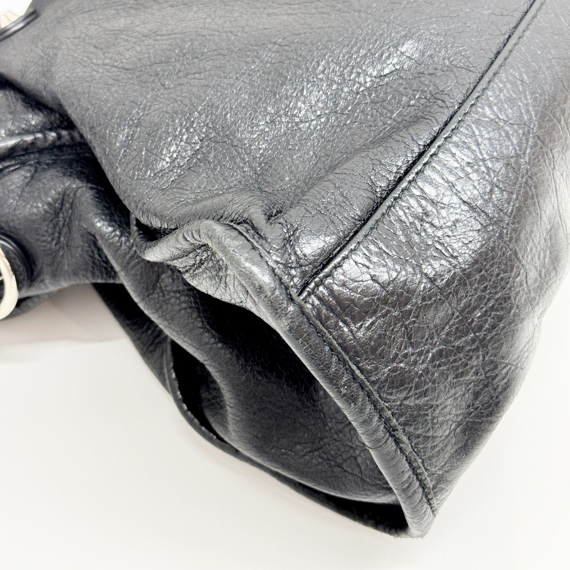 The City Black Leather Two Way Bag