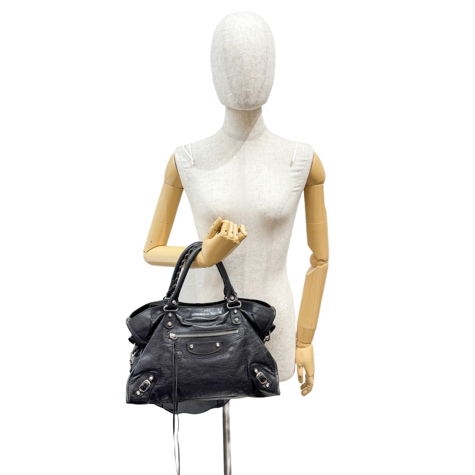 The City Black Leather Two Way Bag