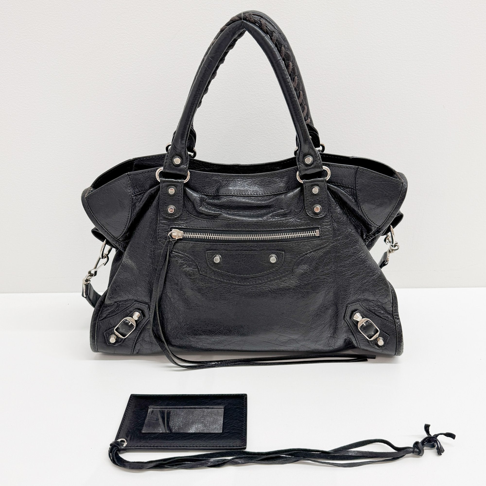 The City Black Leather Two Way Bag