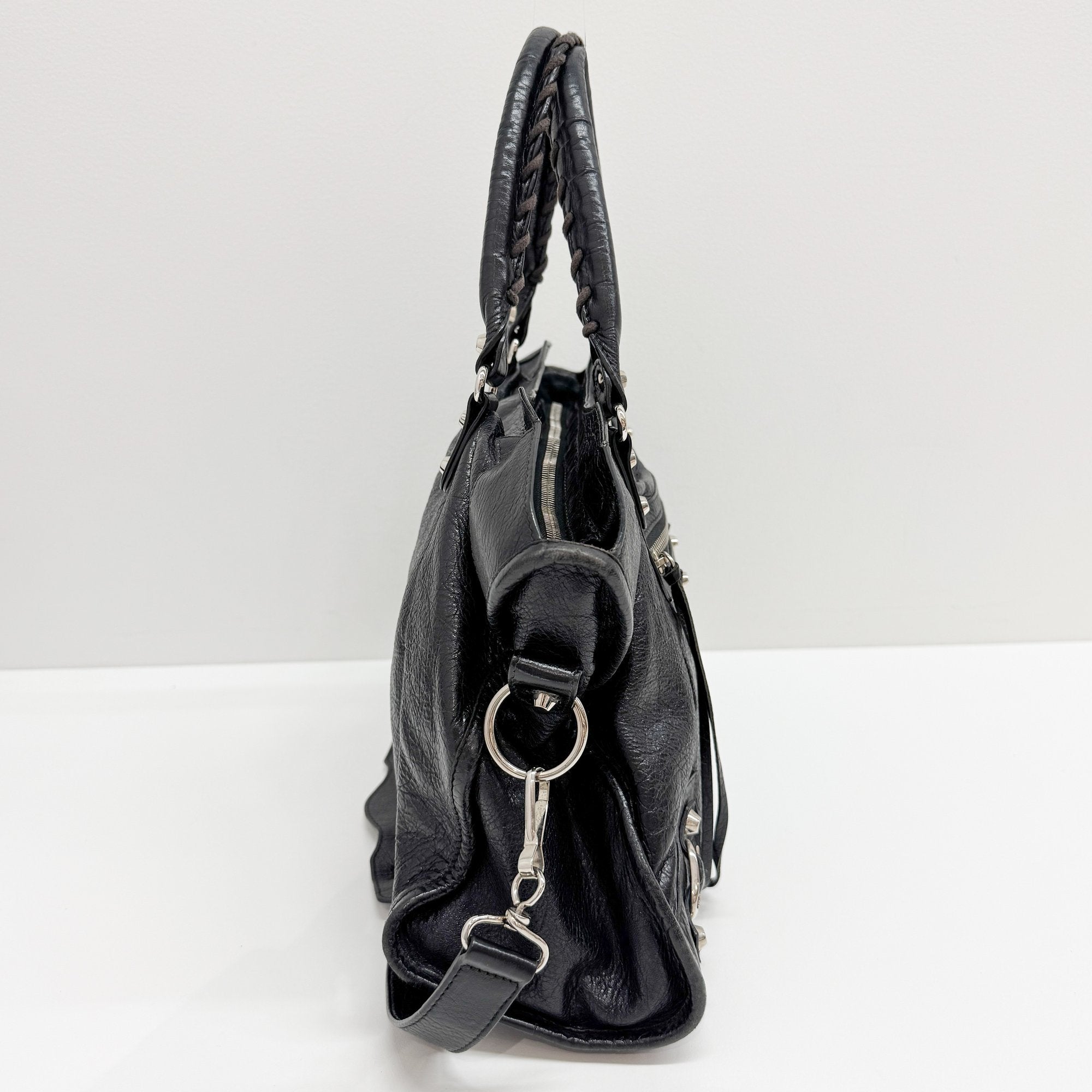 The City Black Leather Two Way Bag