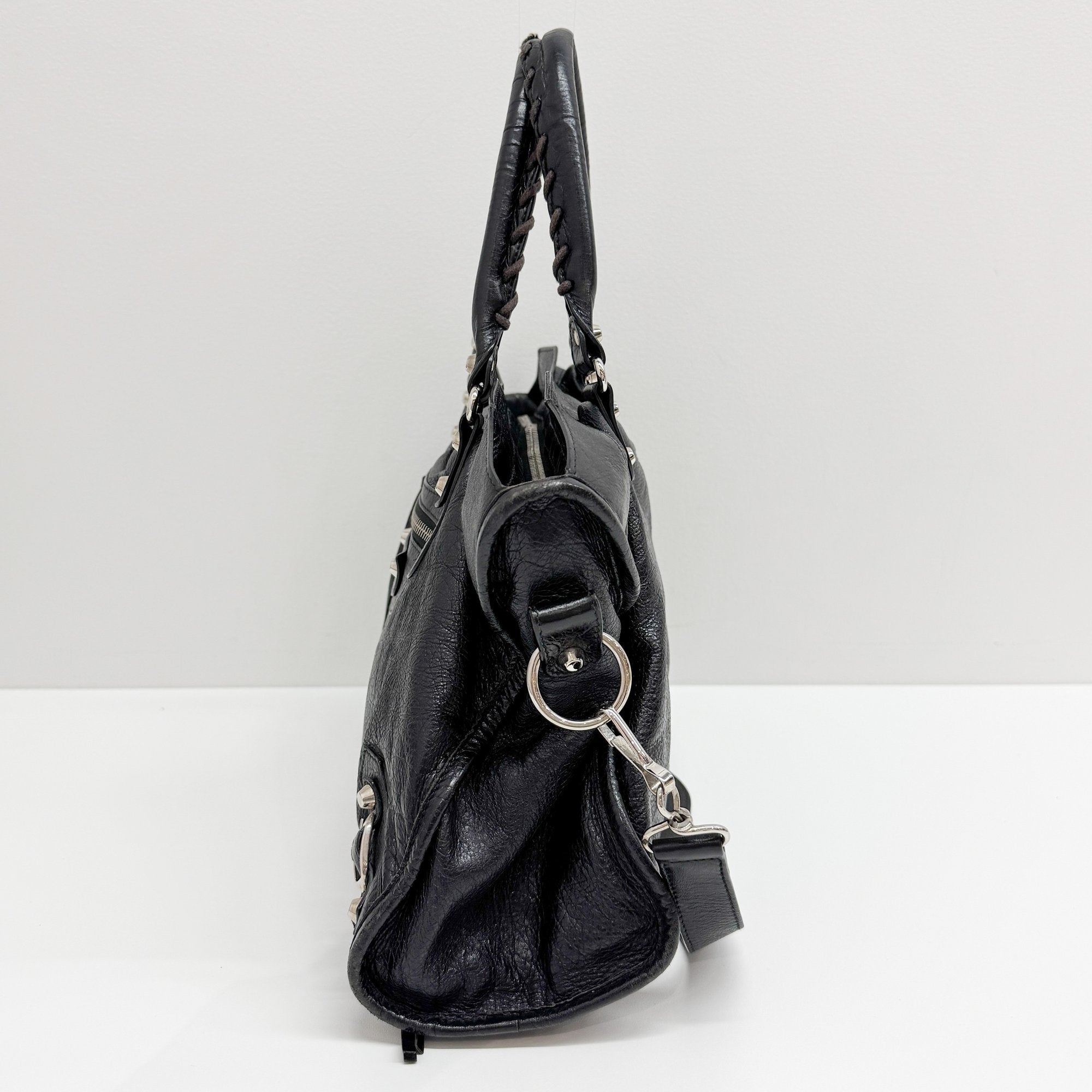 The City Black Leather Two Way Bag