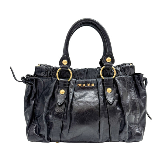 Vitello Black Calfskin Leather Two Way Bag