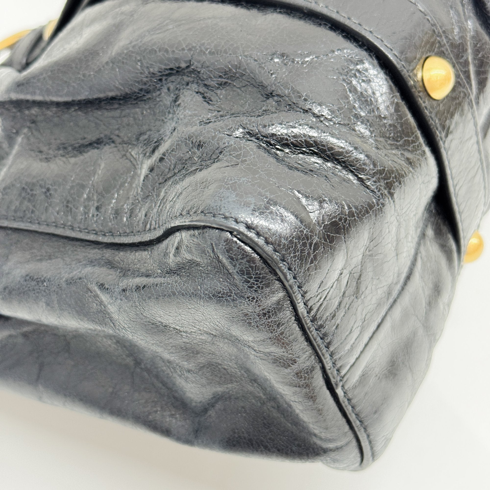 Vitello Black Calfskin Leather Two Way Bag