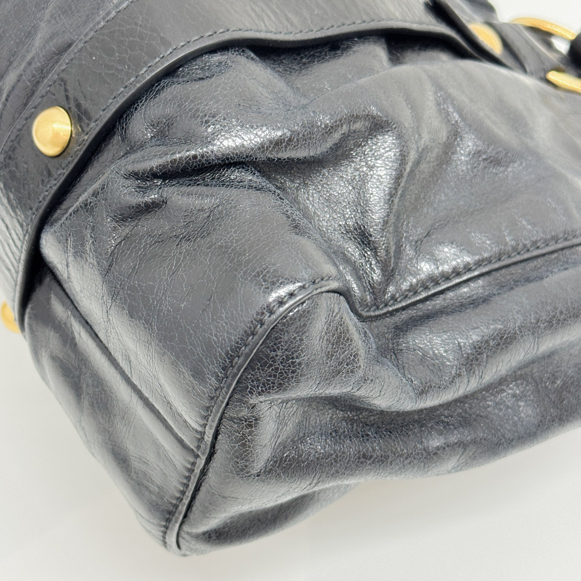 Vitello Black Calfskin Leather Two Way Bag