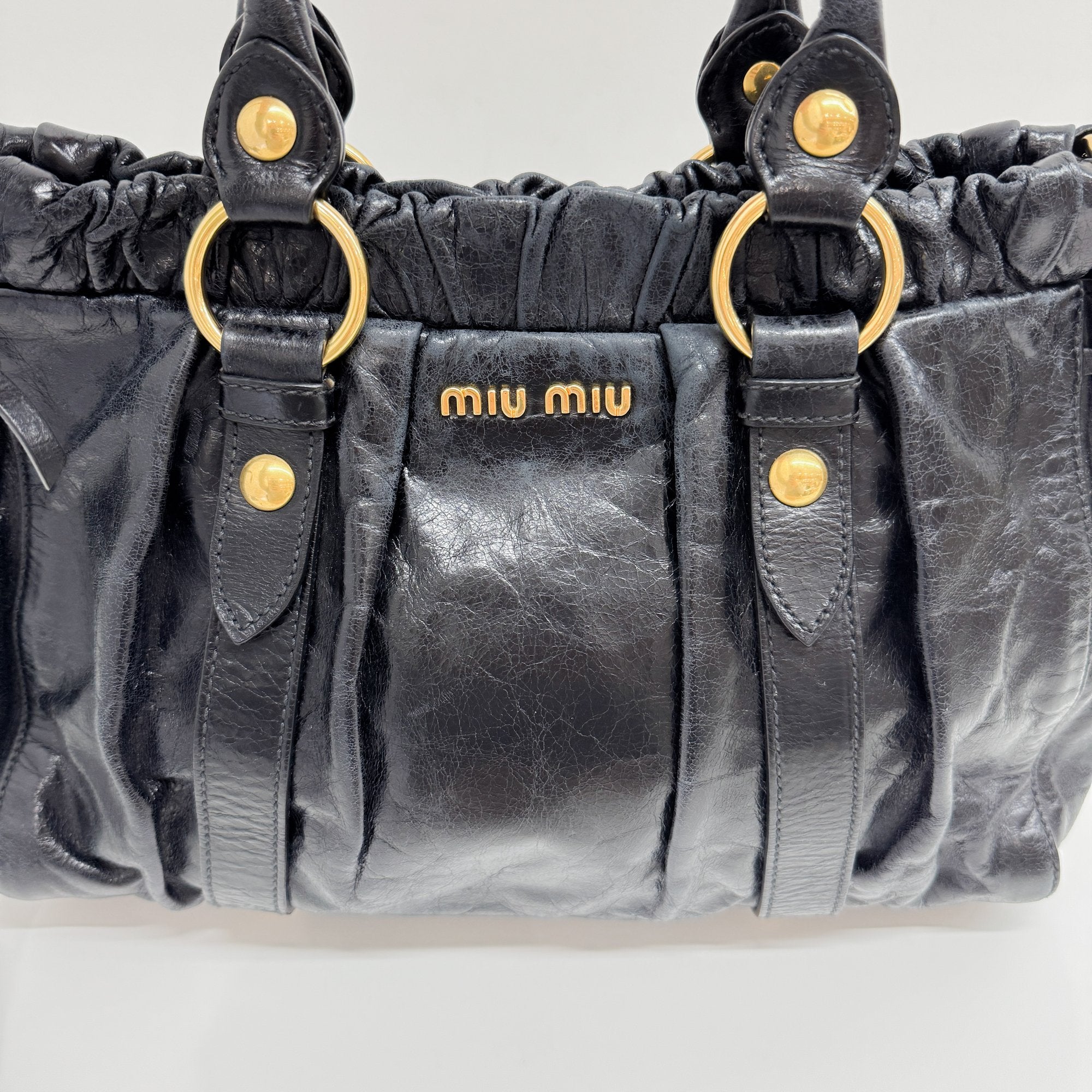 Vitello Black Calfskin Leather Two Way Bag