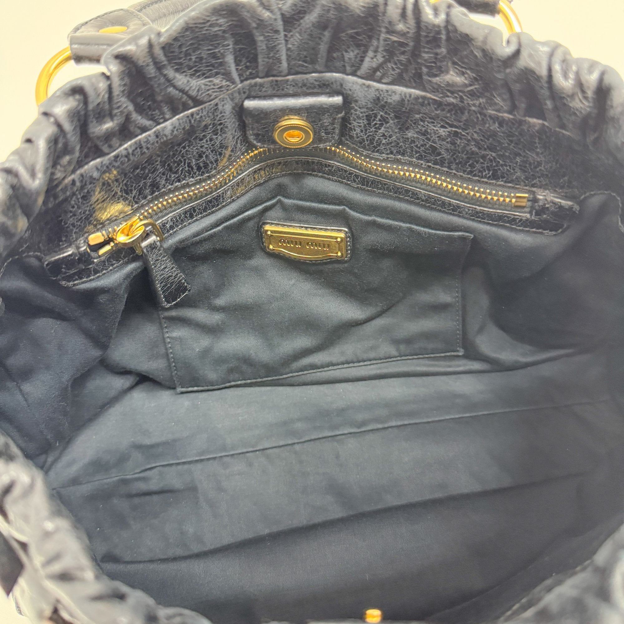 Vitello Black Calfskin Leather Two Way Bag