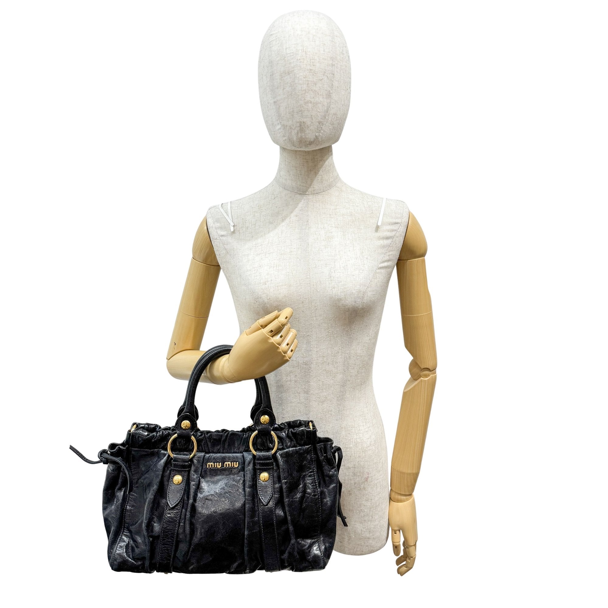 Vitello Black Calfskin Leather Two Way Bag