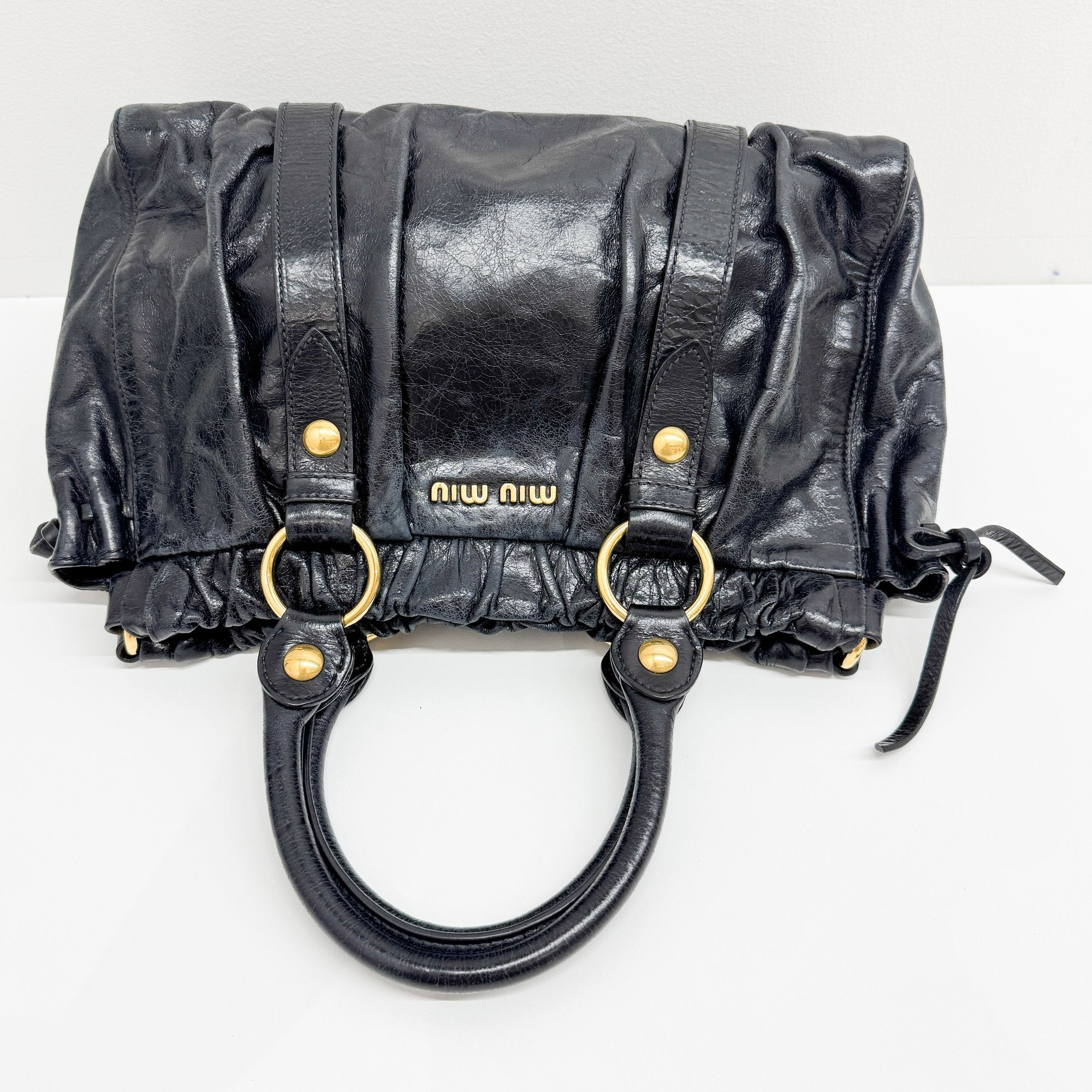 Vitello Black Calfskin Leather Two Way Bag
