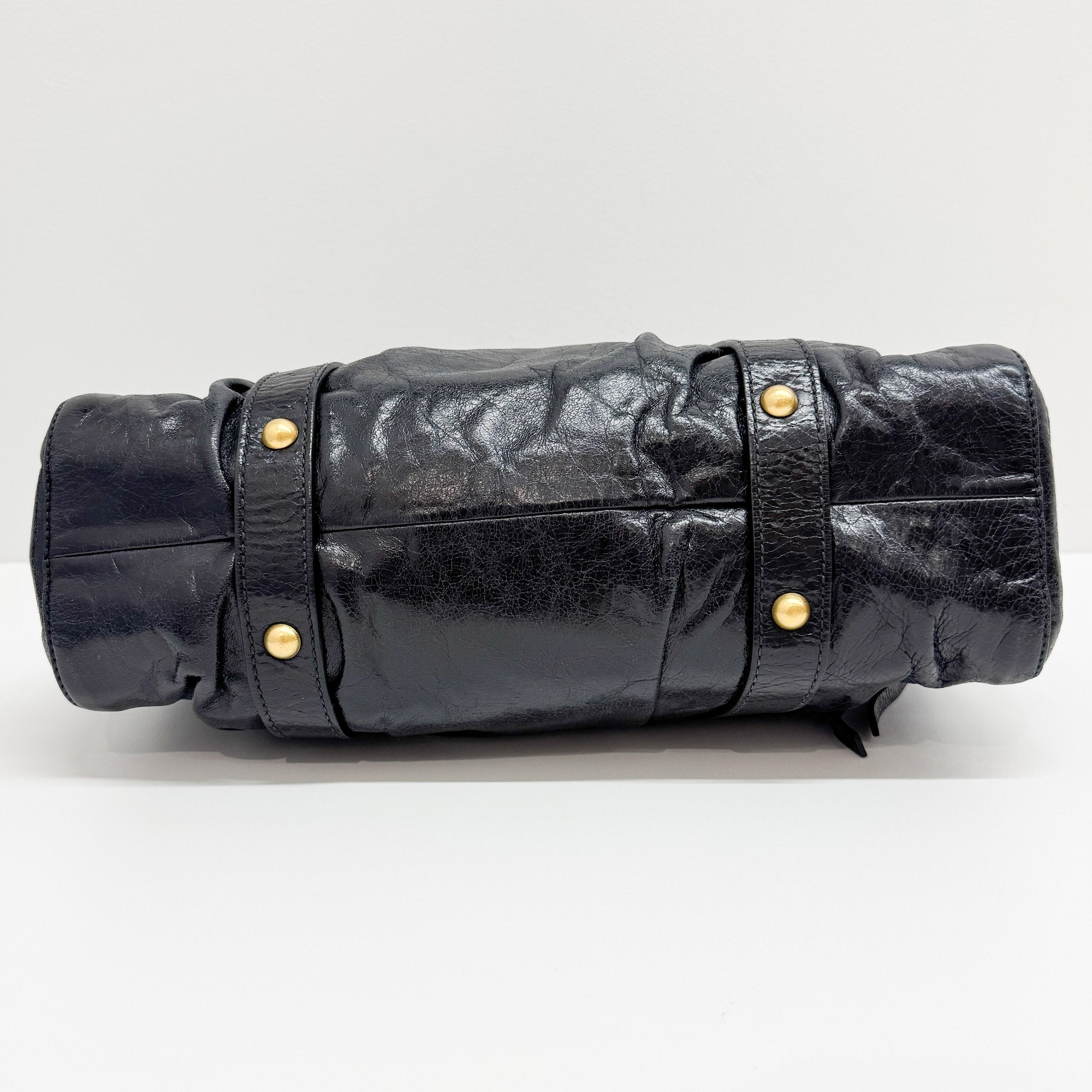 Vitello Black Calfskin Leather Two Way Bag