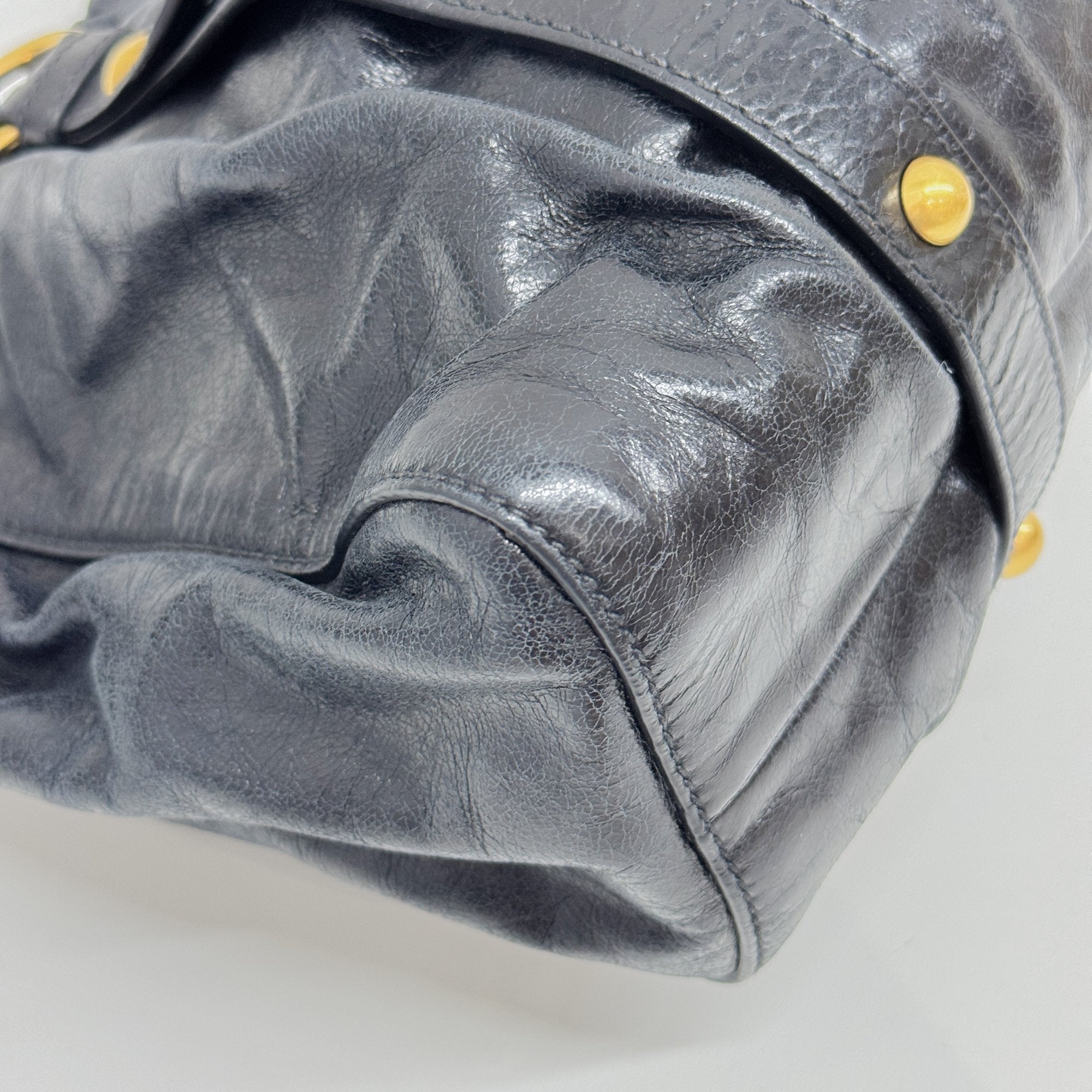 Vitello Black Calfskin Leather Two Way Bag