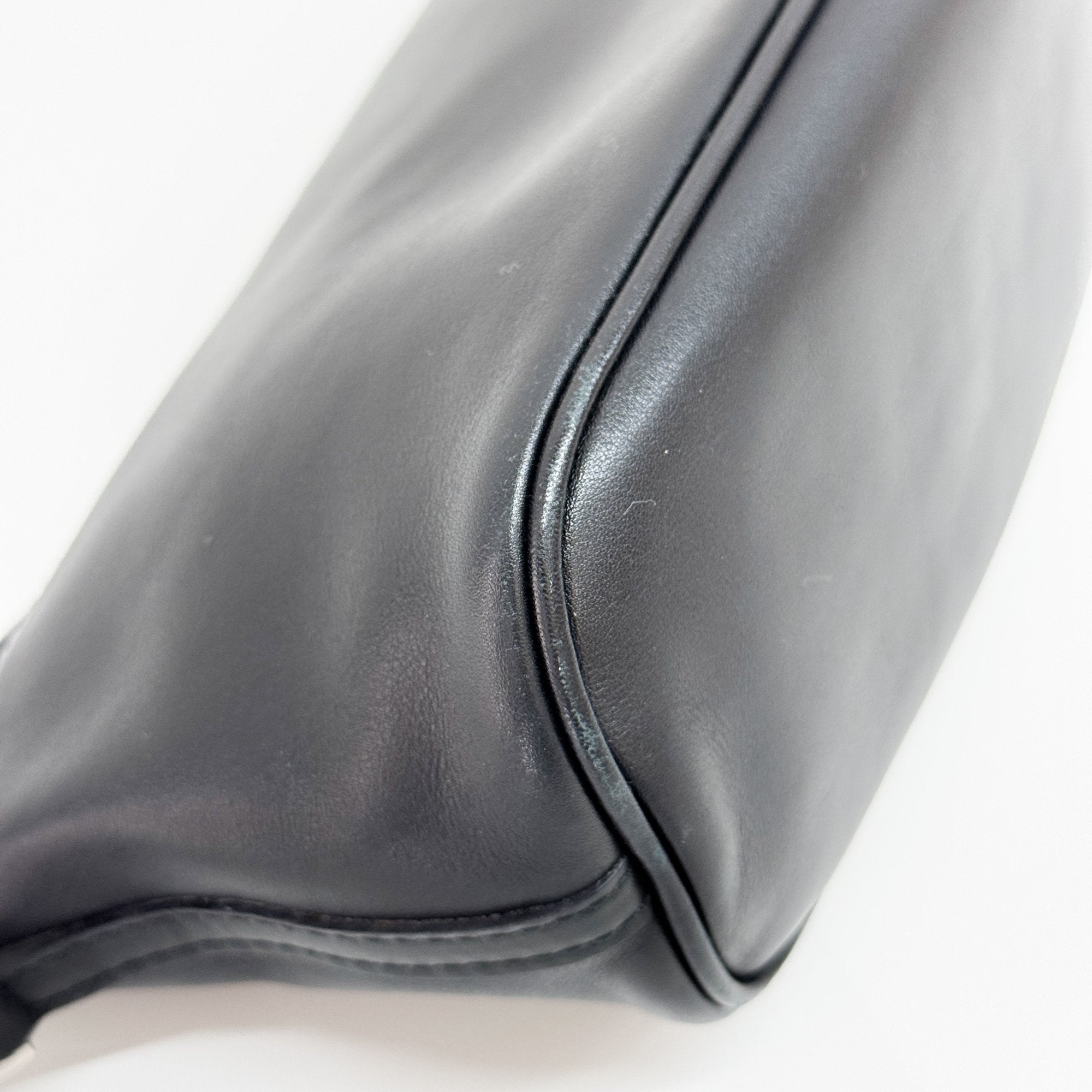 Black Leather Pouch Hand Bag