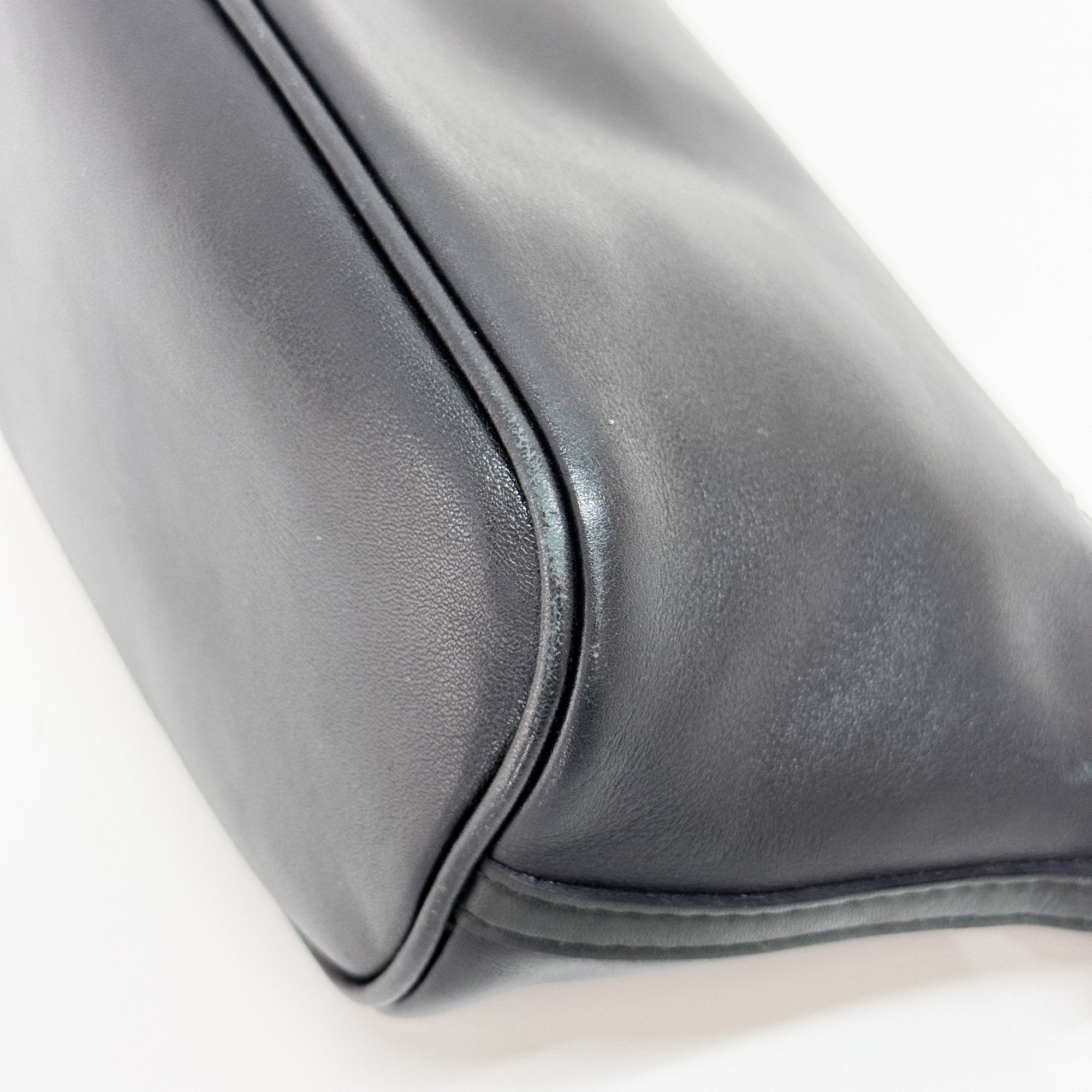 Black Leather Pouch Hand Bag